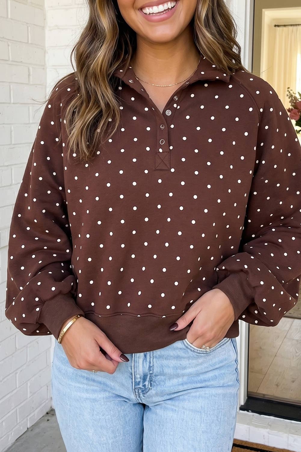 Strawberry Chip Polka Dot Pullover Sweatshirt