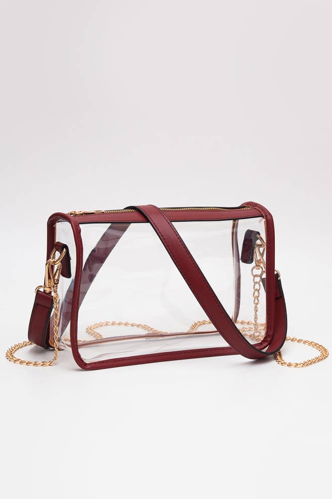 Clear Rectangle Stadium Concert Crossbody Bag: Gold