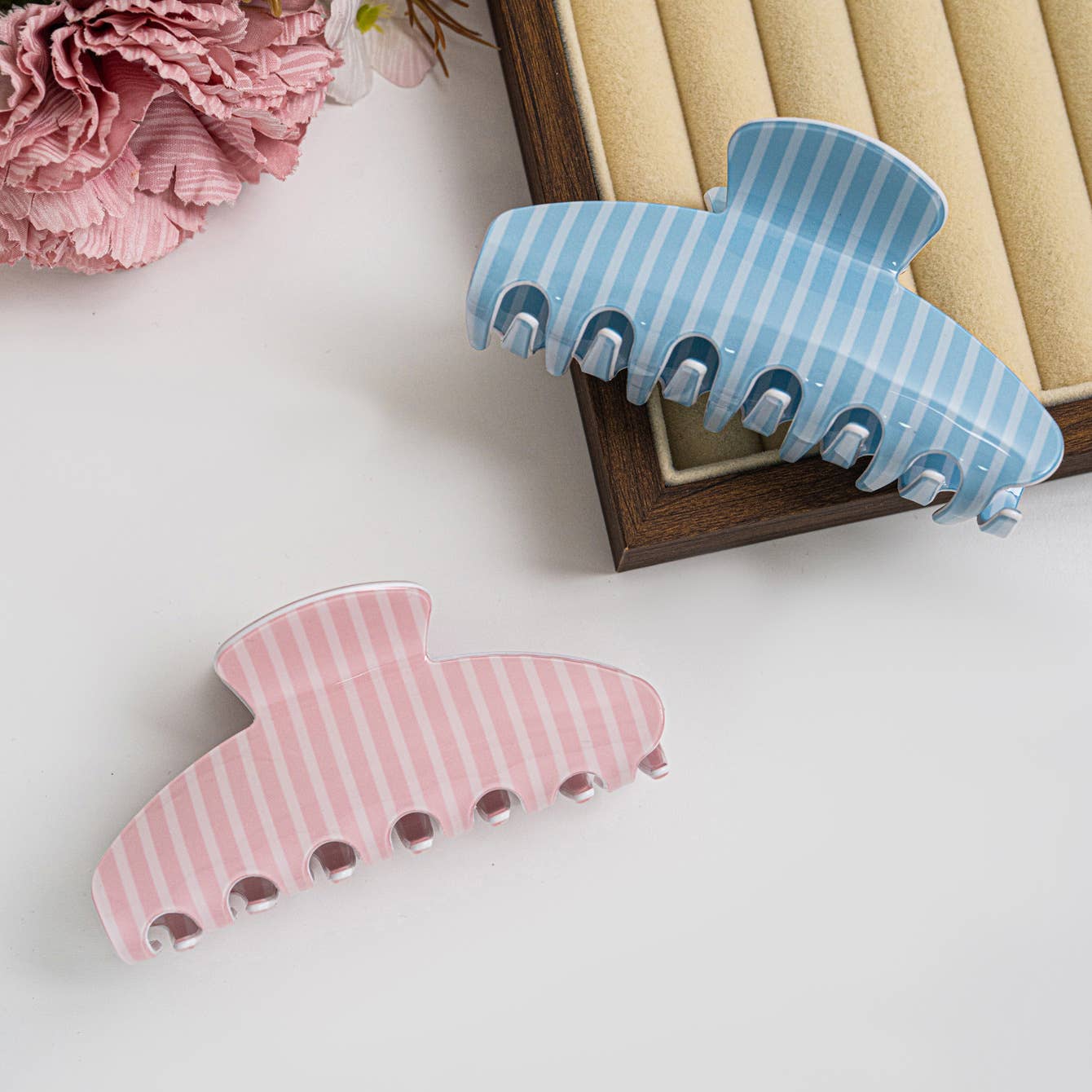 Bright Pastel Vertical Stripe Hair Claw Clip