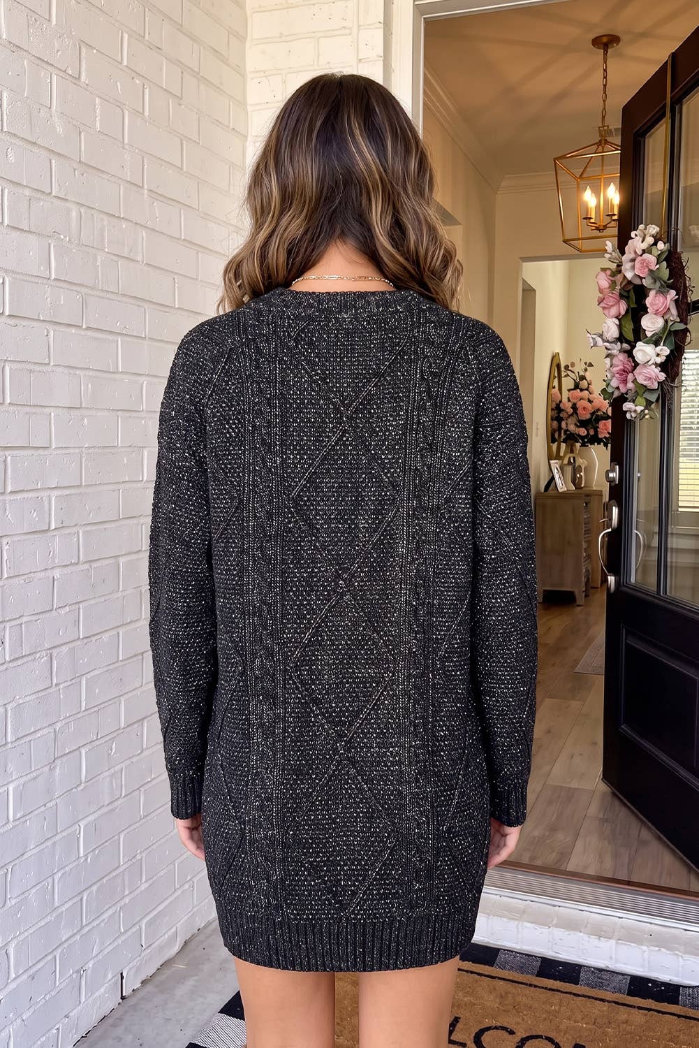 Cable Knit Loose Fit Sweater Mini Dress