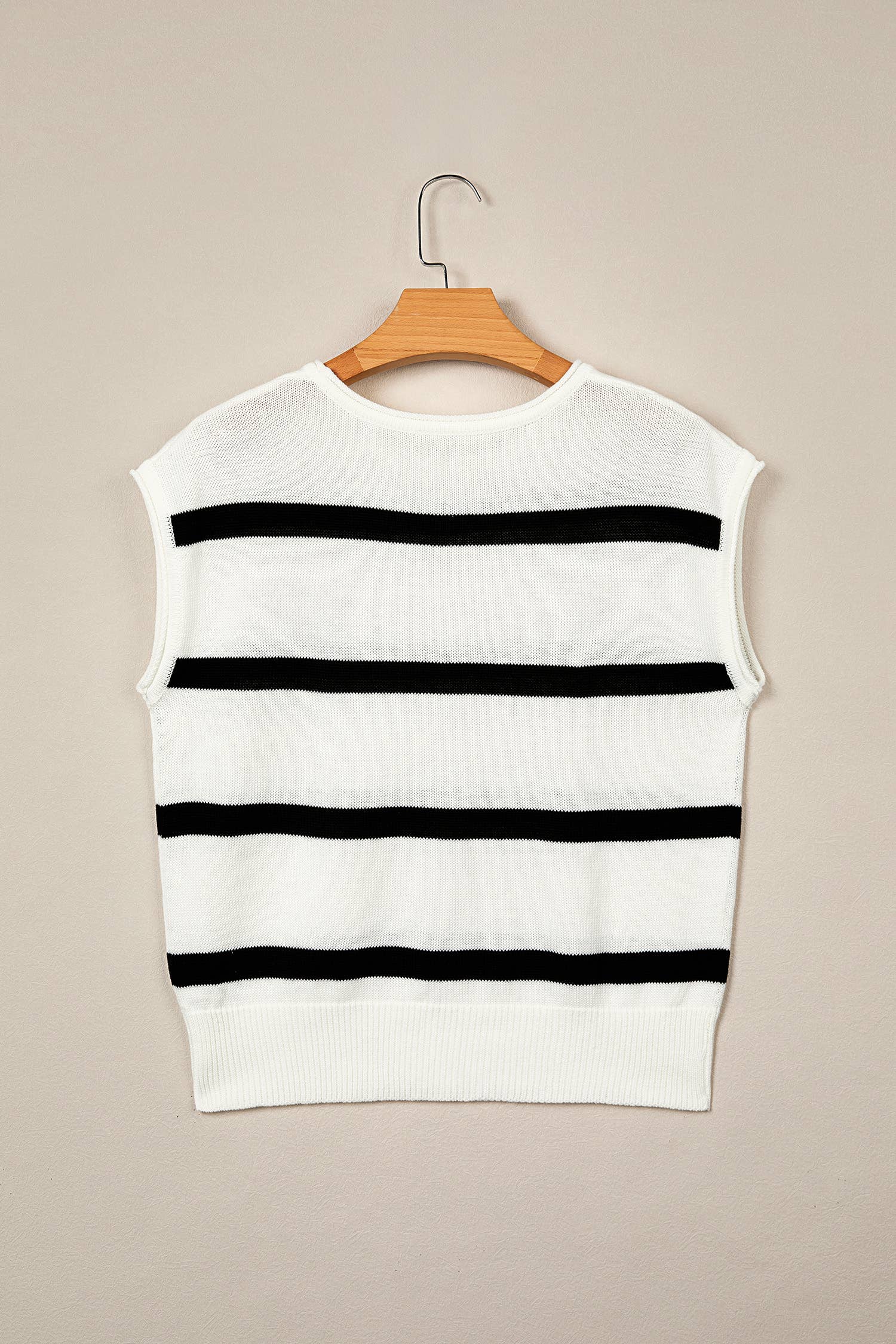 Striped Cap Sleeve Knit Sweater