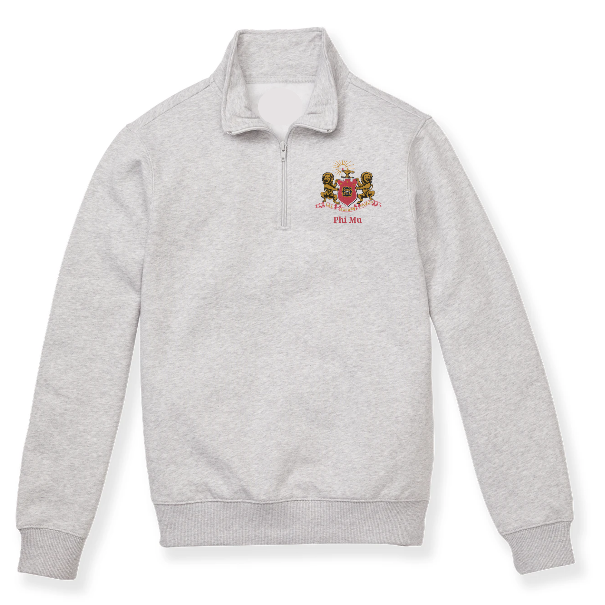 Phi Mu Crest Quarter Zip Sweatshirt