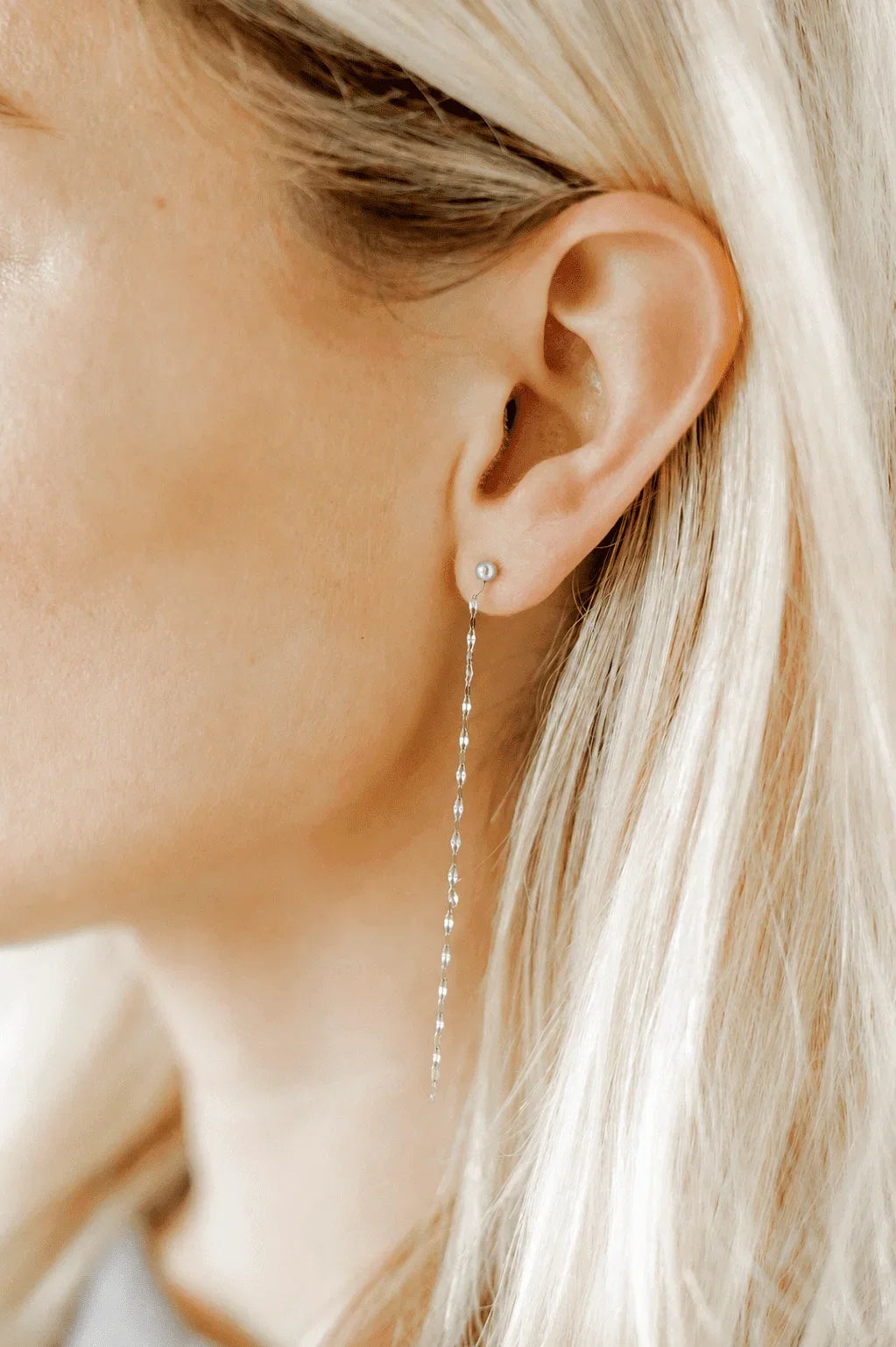 Devin Duster Silver Screwback earrings worn