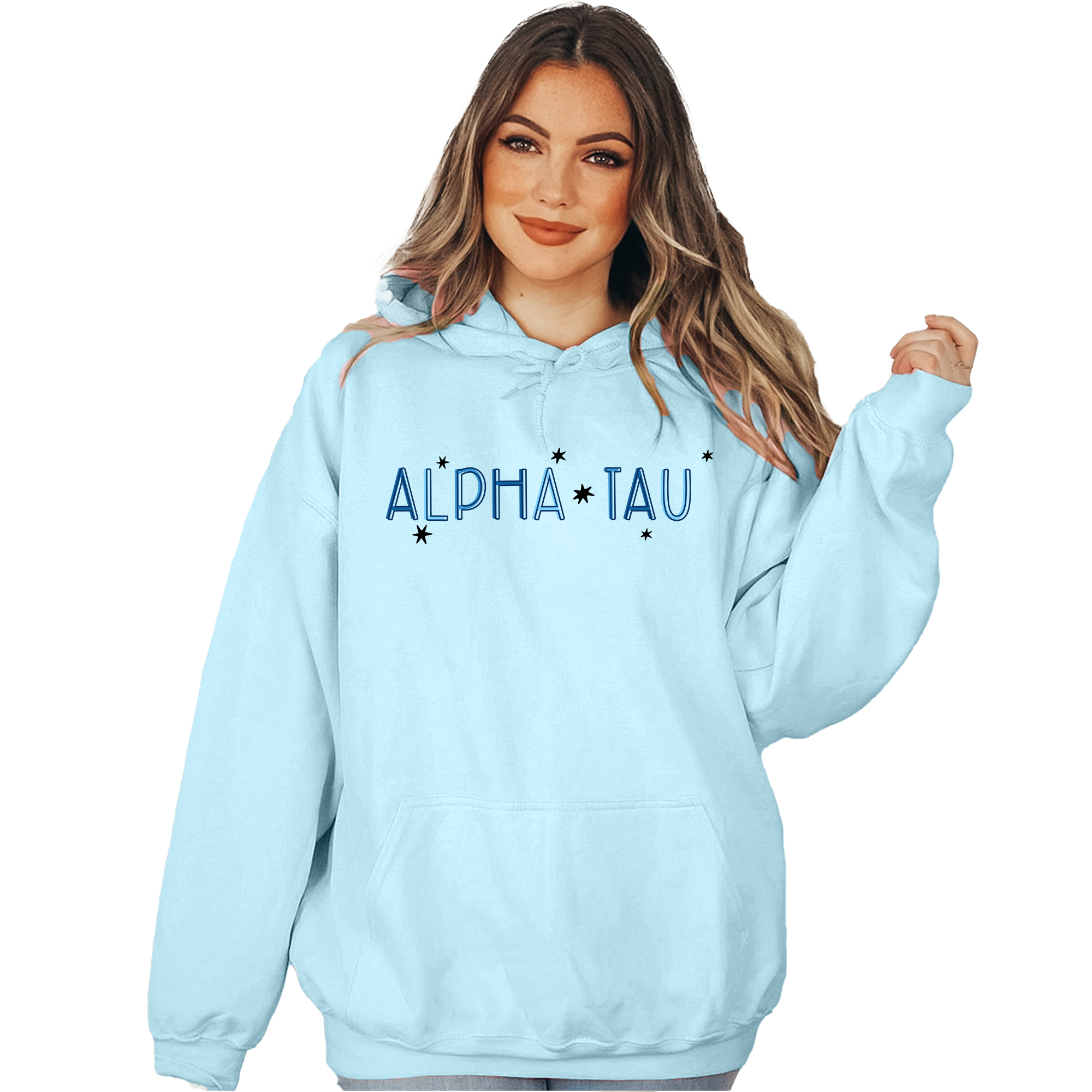 Alpha Sigma Tau Hoodie - Sparkle, Blue Hoodie, Greek Apparel, Big Little Reveal, Initiation - Go Greek Chic