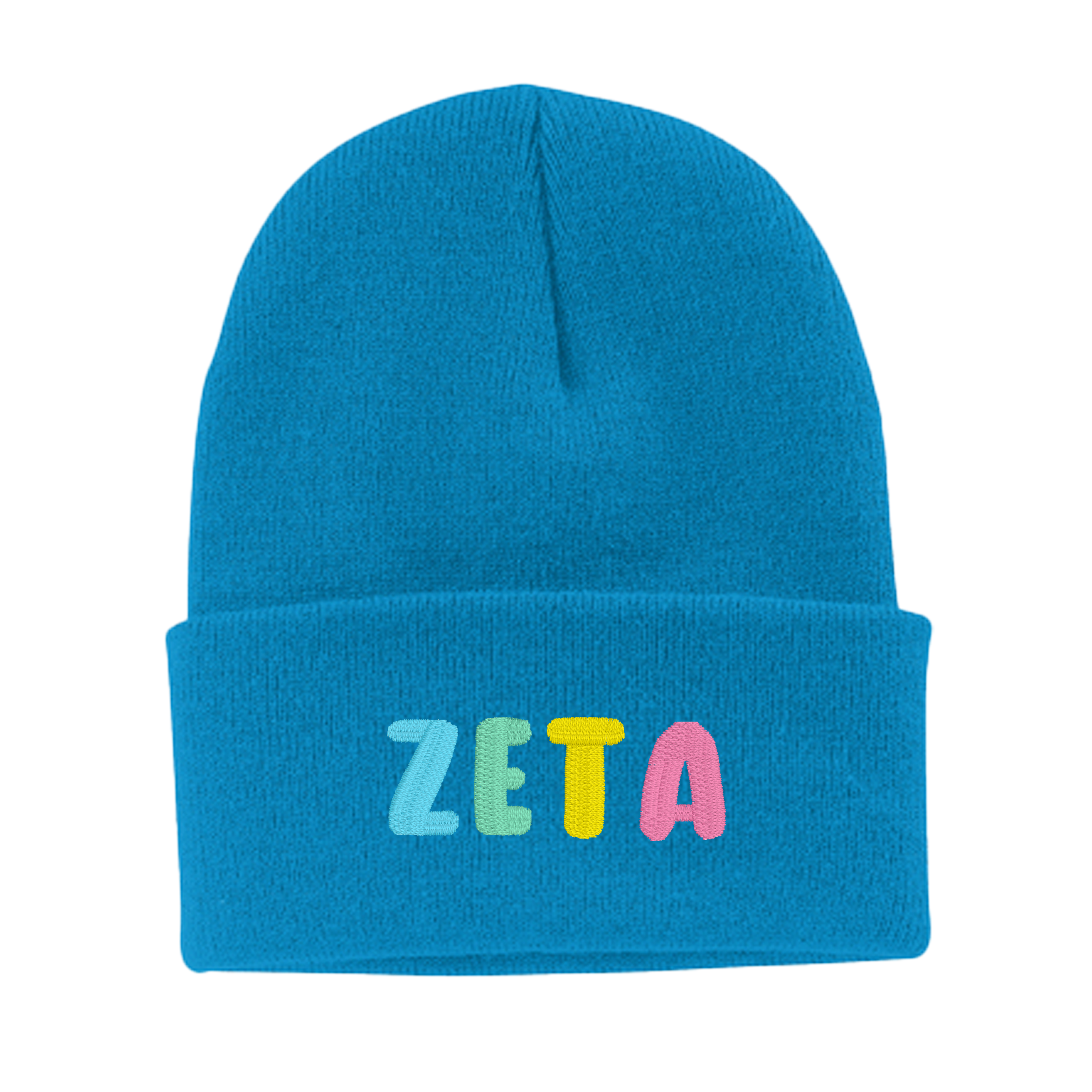 Zeta Tau Alpha Bubble Embroidered Beanie - Zeta Pastel