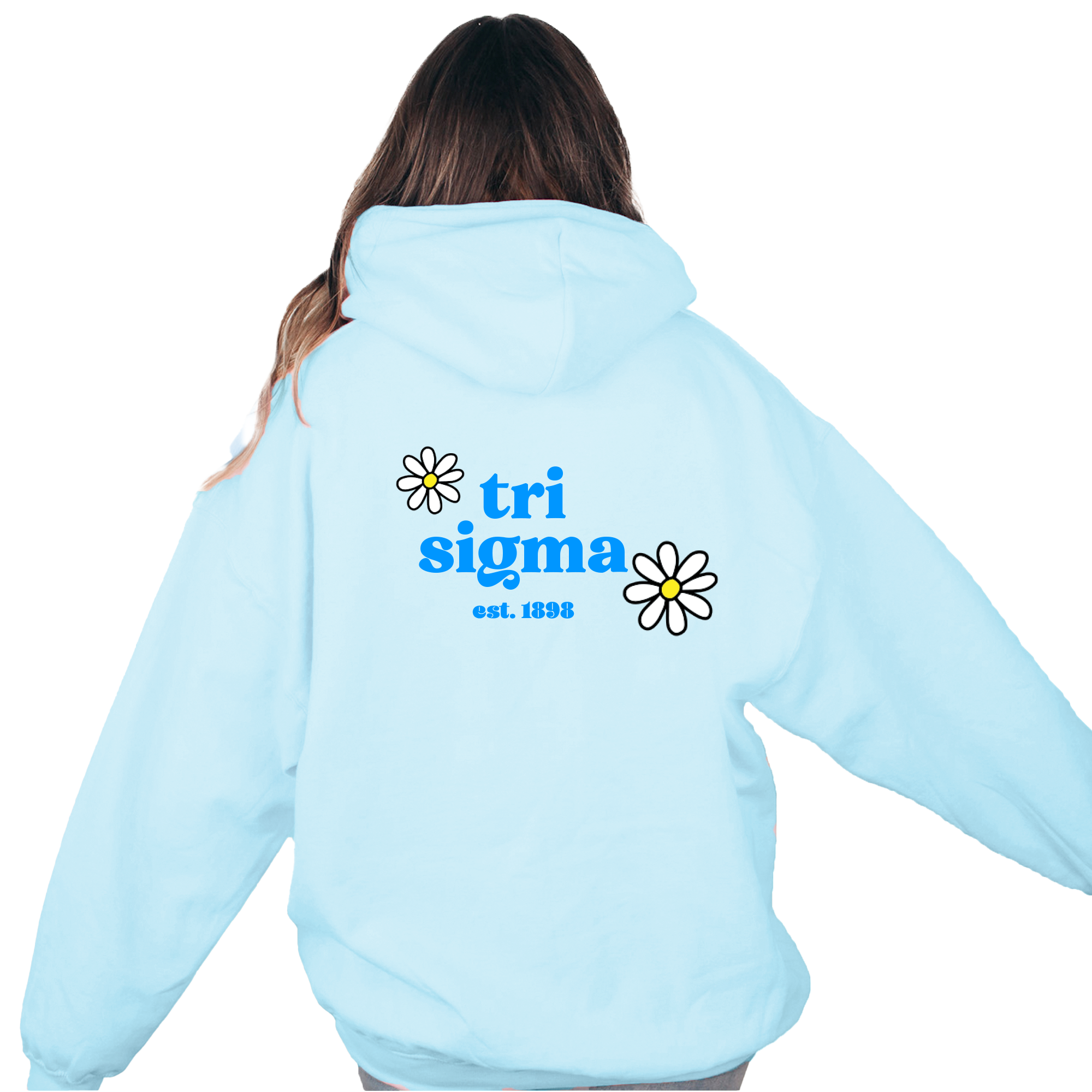 Sigma Sigma Sigma Hoodie - Tri Sigma, Blue Daisy Hoodie - Go Greek Chic