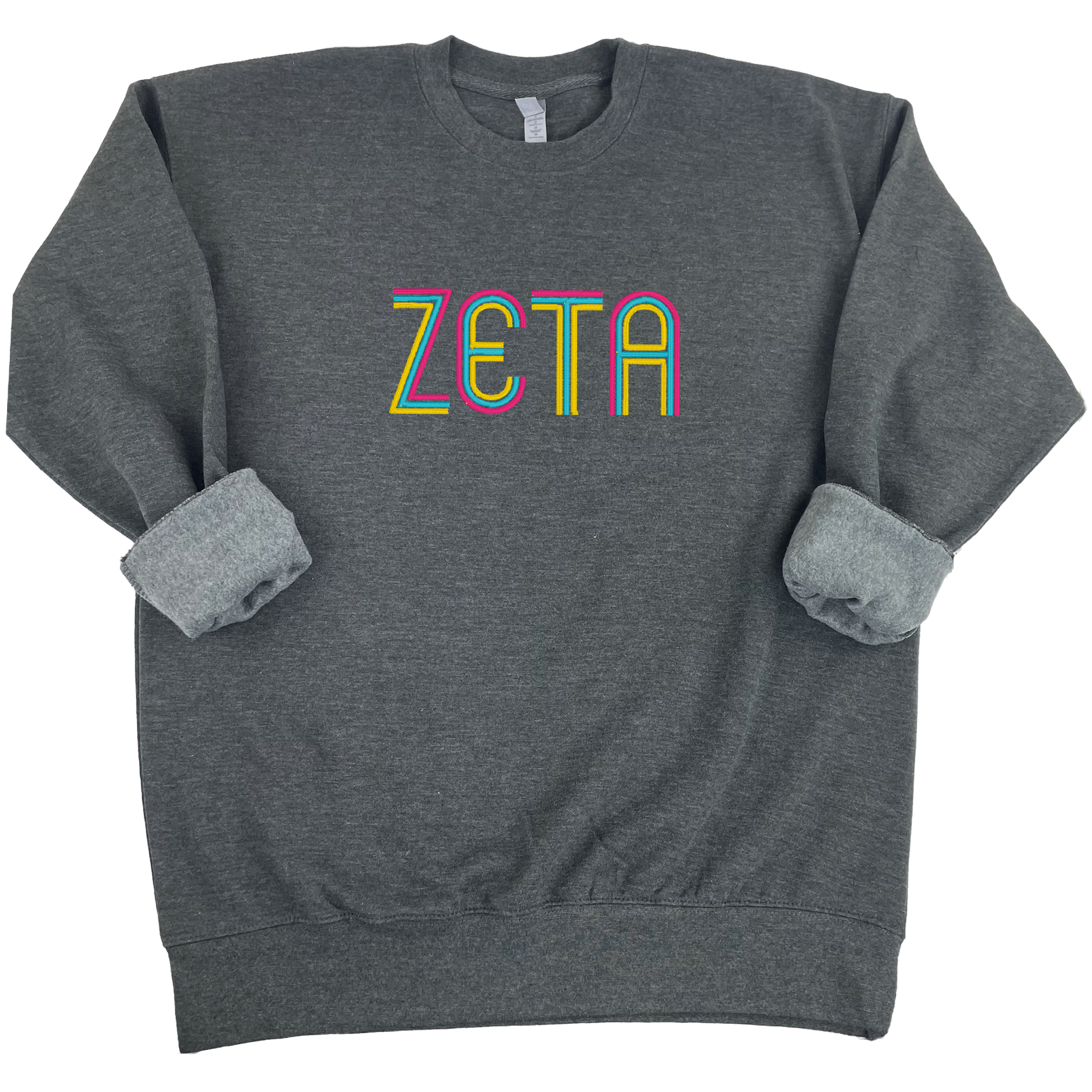 Zeta Tau Alpha Retro Embroidered  Sweatshirt, Zeta - Go Greek Chic