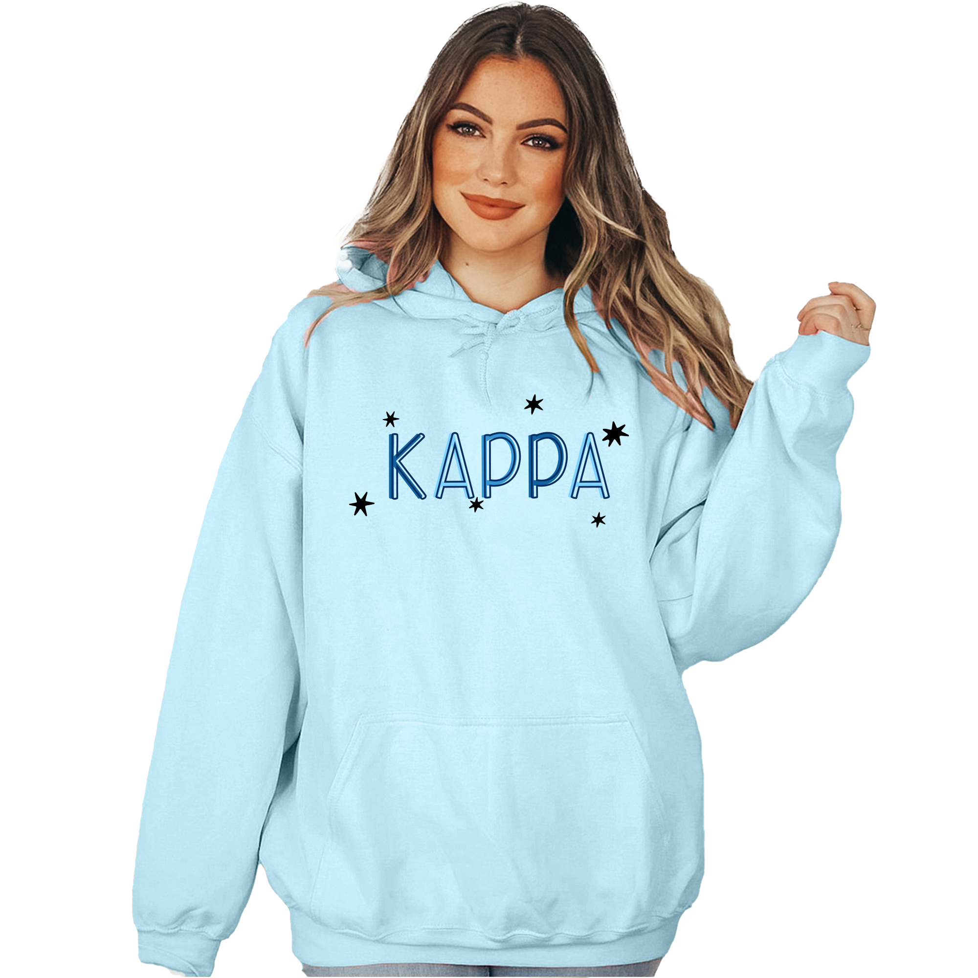 Kappa Kappa Gamma Hoodie - Kappa, Sparkle, Blue Hoodie, Greek Apparel, Big Little Reveal, Initiation - Go Greek Chic