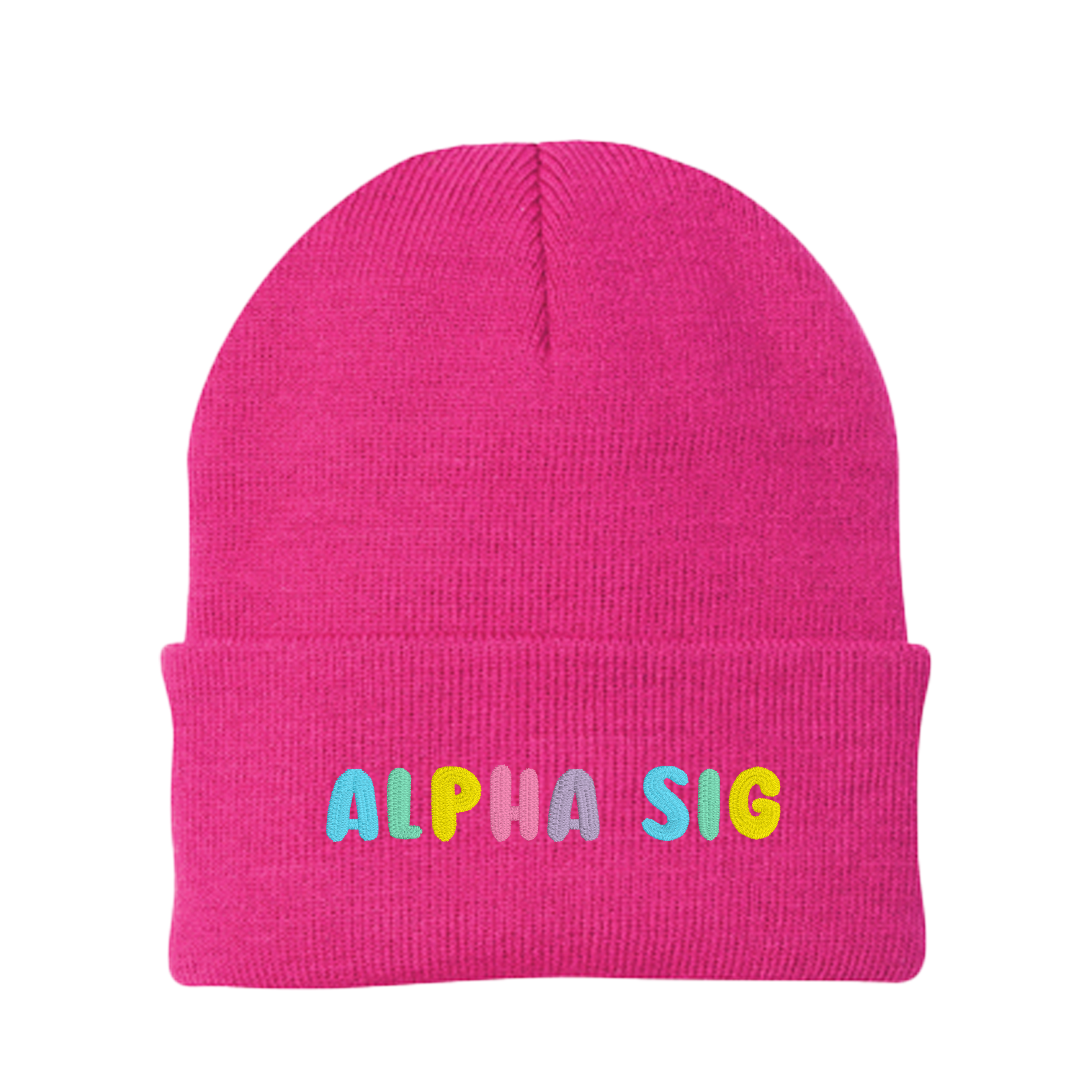 Alpha Sigma Alpha Bubble Embroidered Beanie - Alpha Sig Pastel