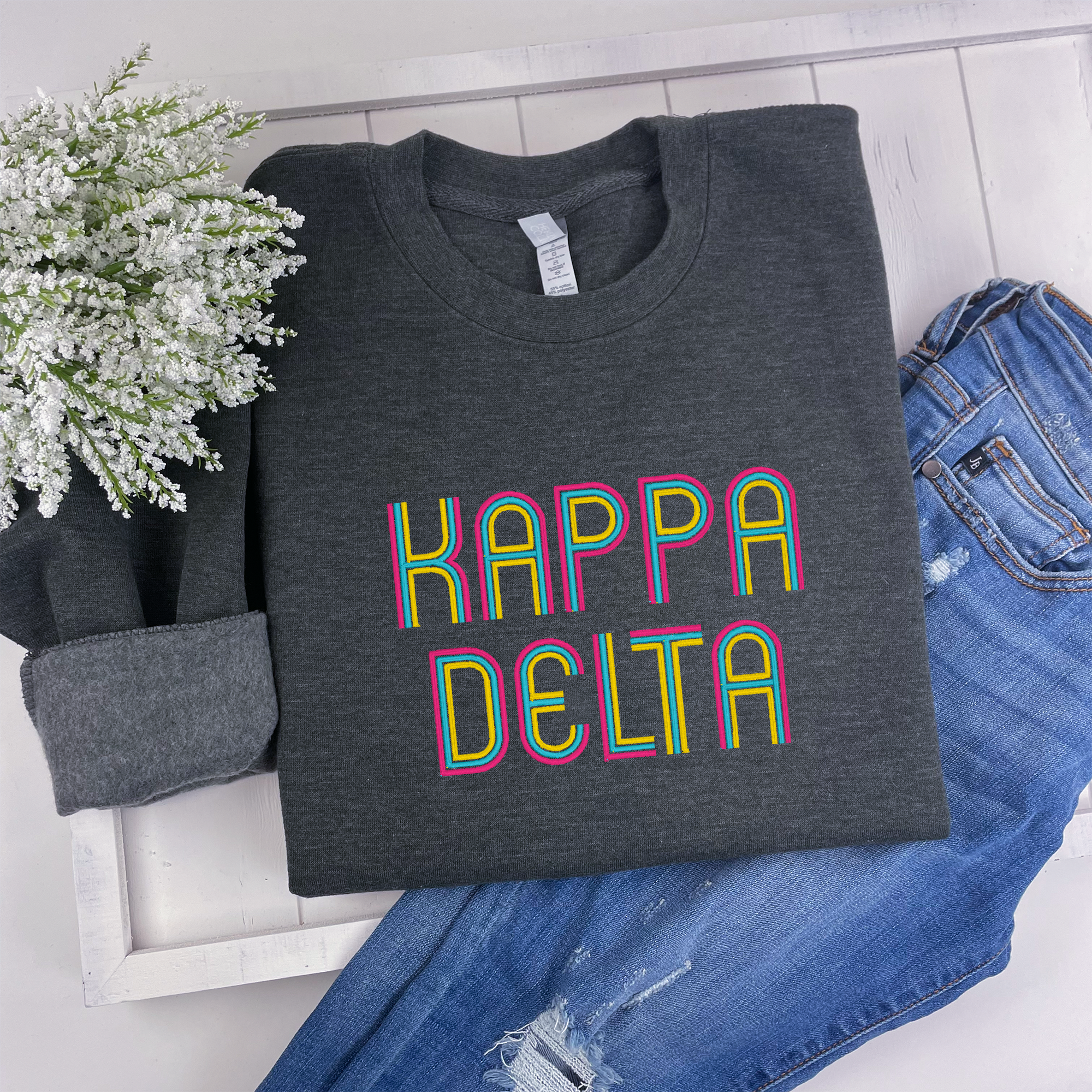 Kappa Delta Retro Embroidered  Sweatshirt - Go Greek Chic
