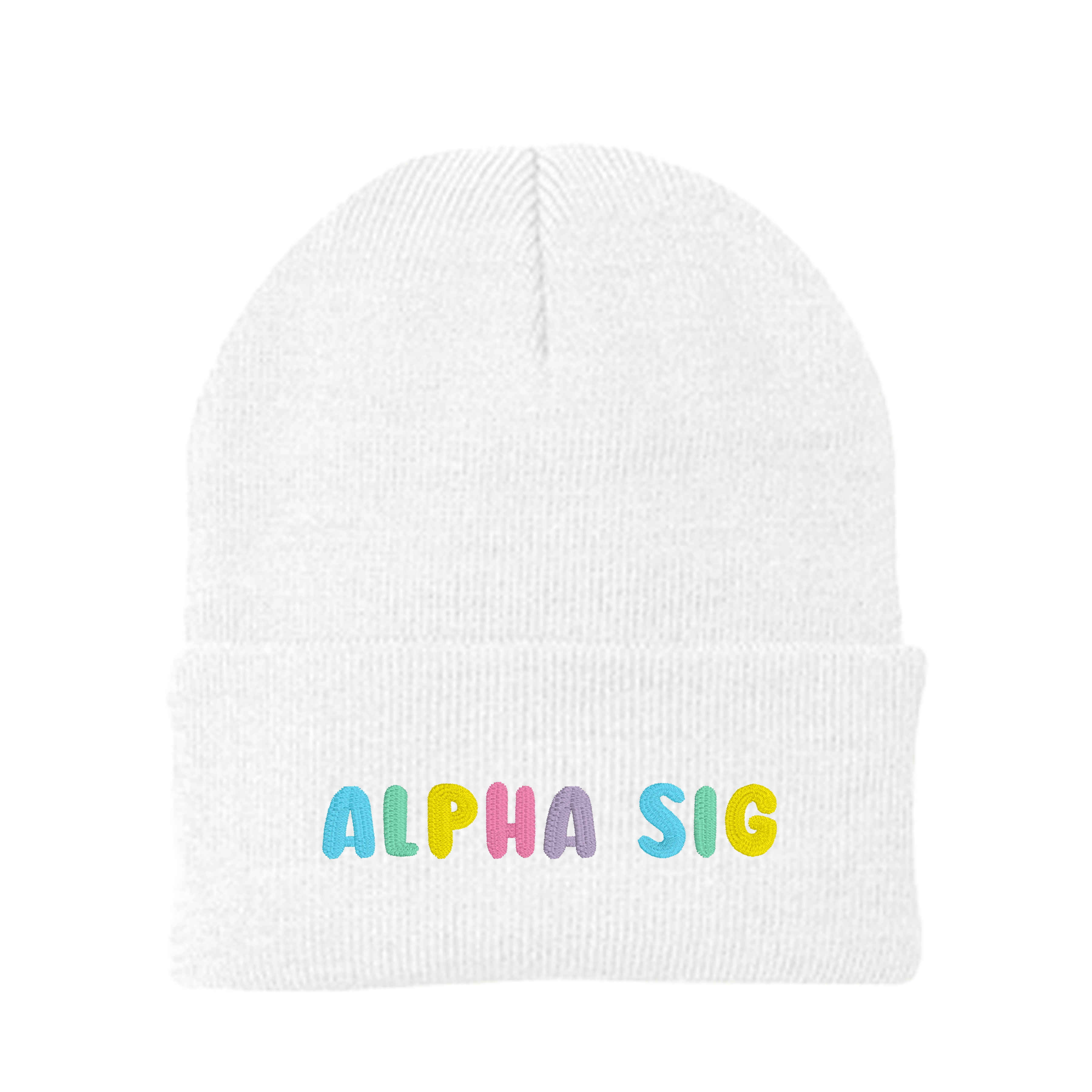 Alpha Sigma Alpha Bubble Embroidered Beanie - Alpha Sig Pastel
