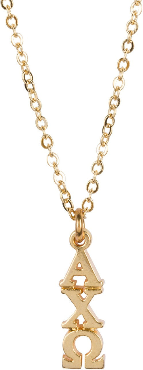 Alpha Chi Omega Lavalier Necklace - Gold Plated - Go Greek Chic