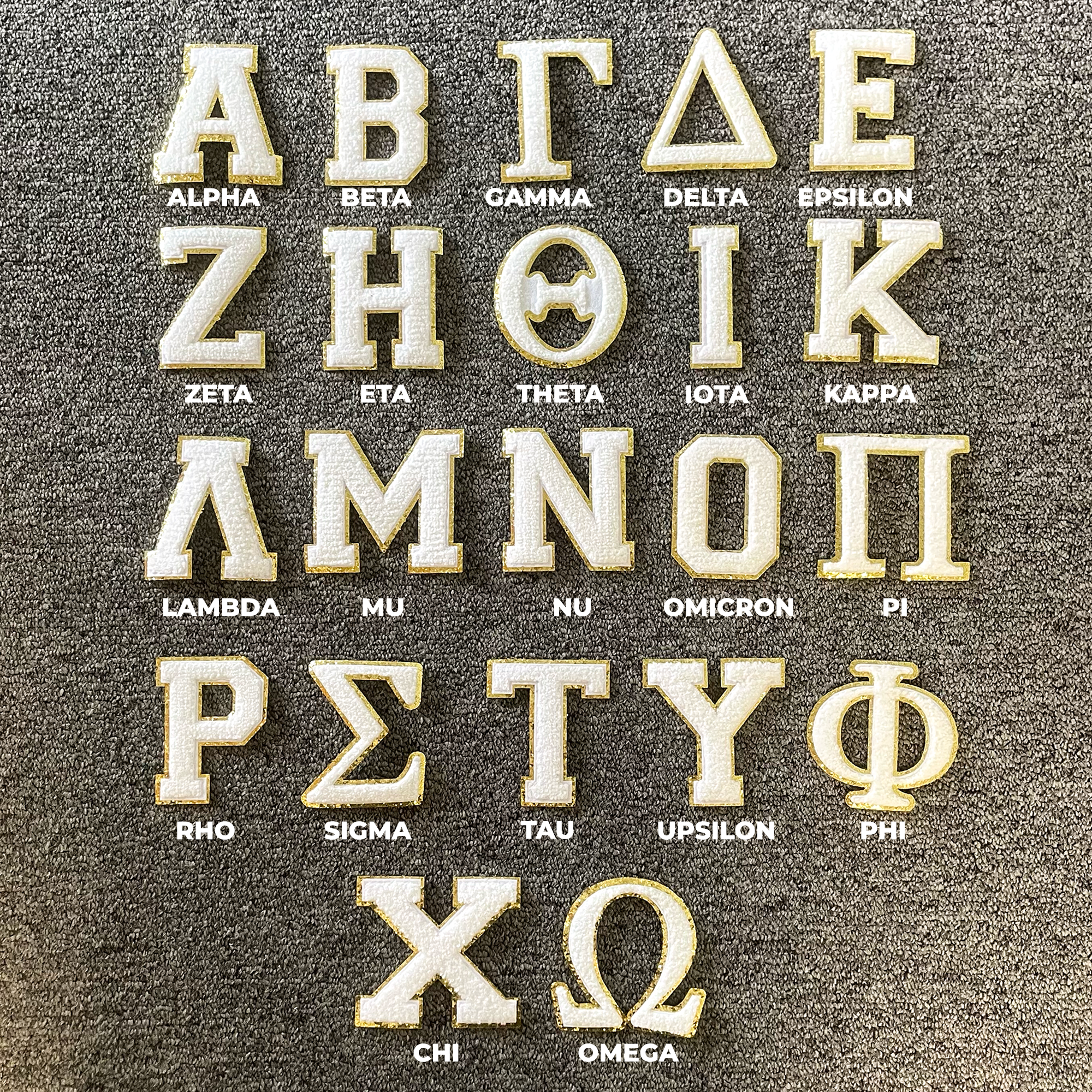 Chenille Greek Letter Iron-On Patches - Go Greek Chic