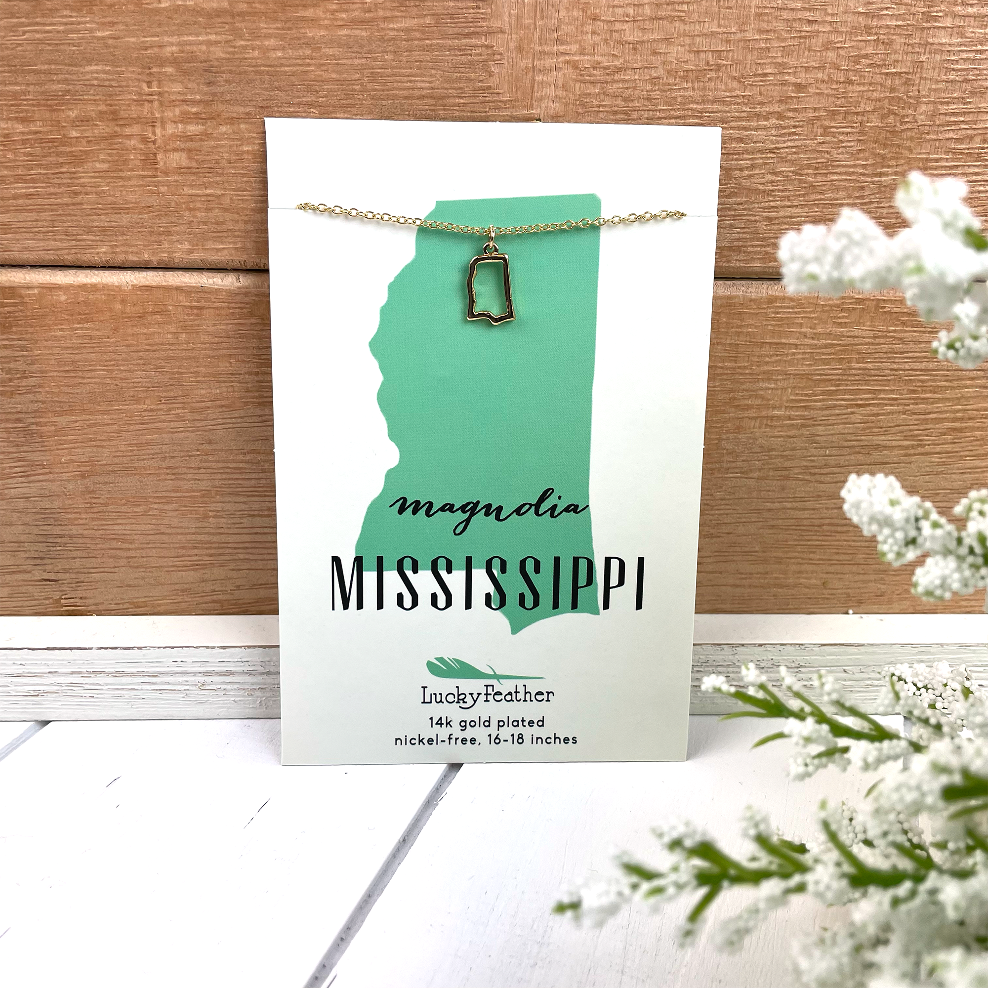 Mississippi State Minimalist Necklace - Go Greek Chic