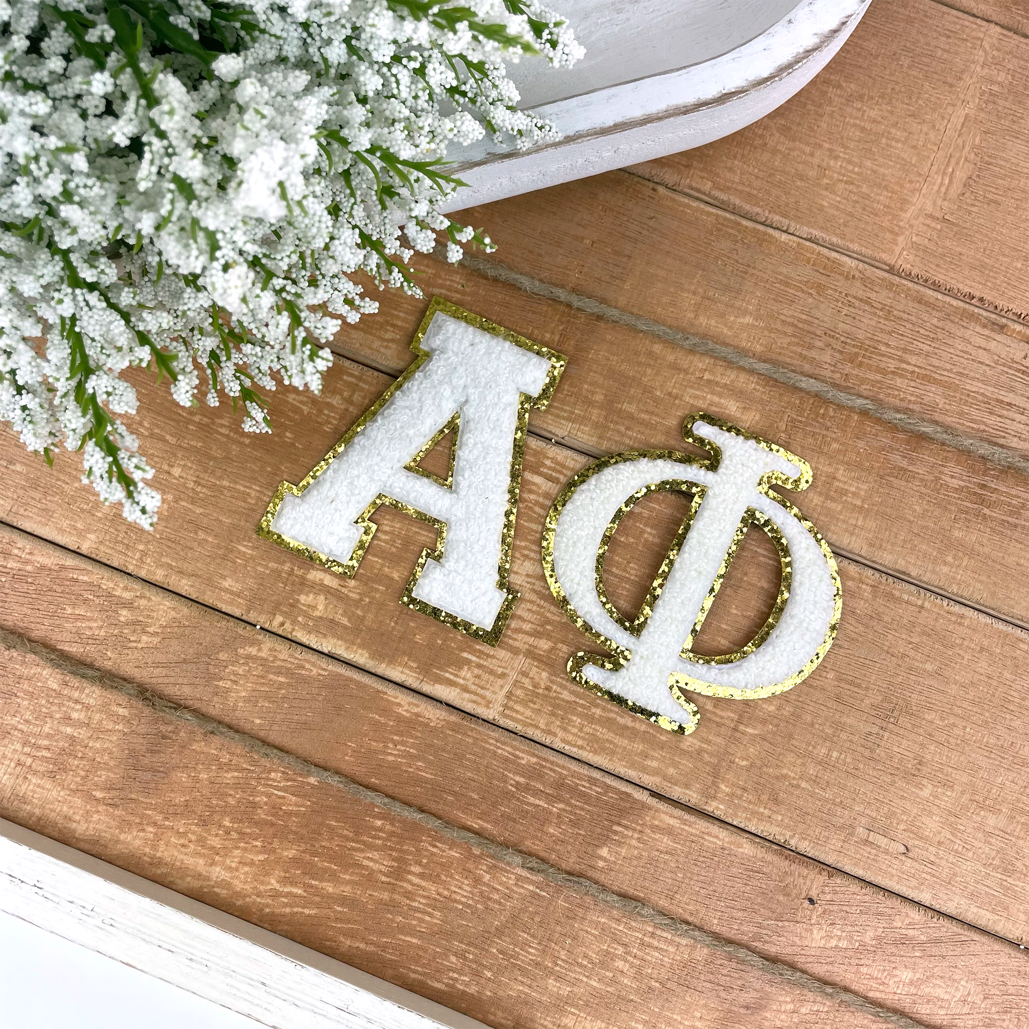 Alpha Phi Iron-On Chenille Letter Patch Set - Go Greek Chic