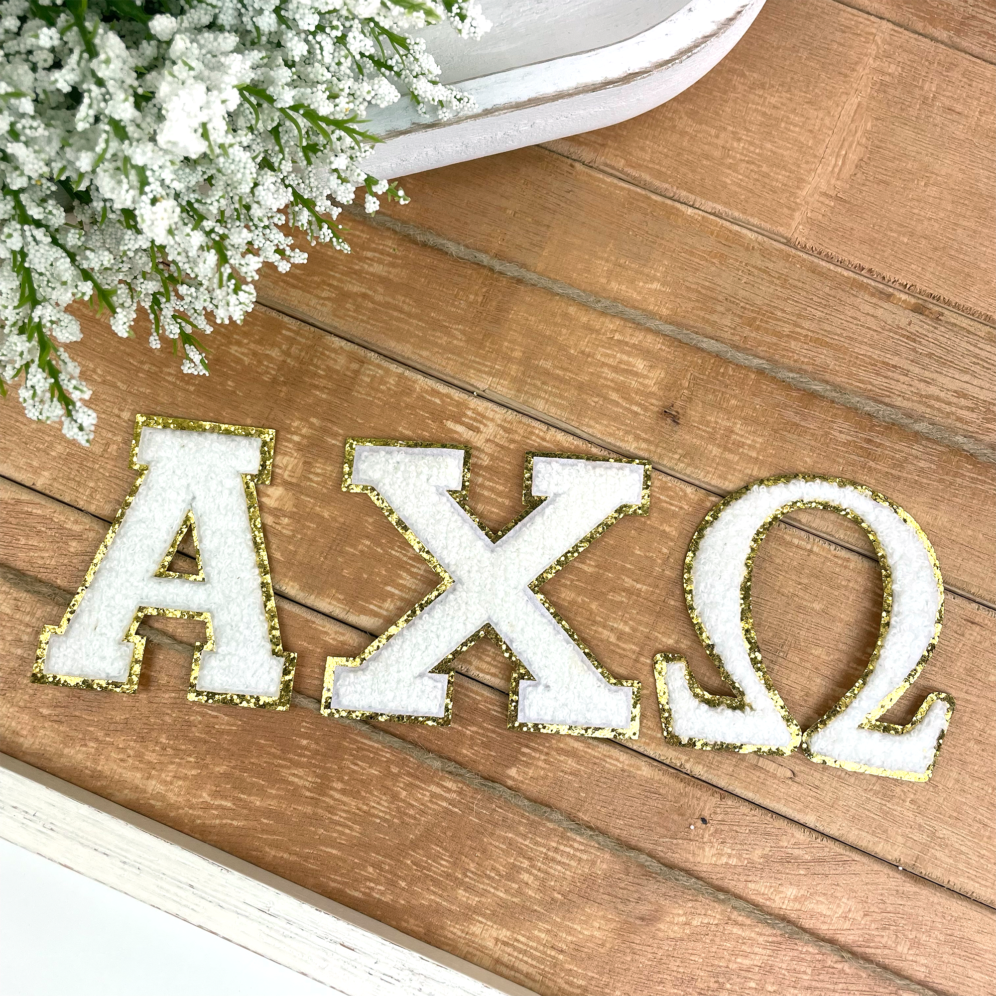 Alpha Chi Omega Iron-On Chenille Letter Patch Set - Go Greek Chic