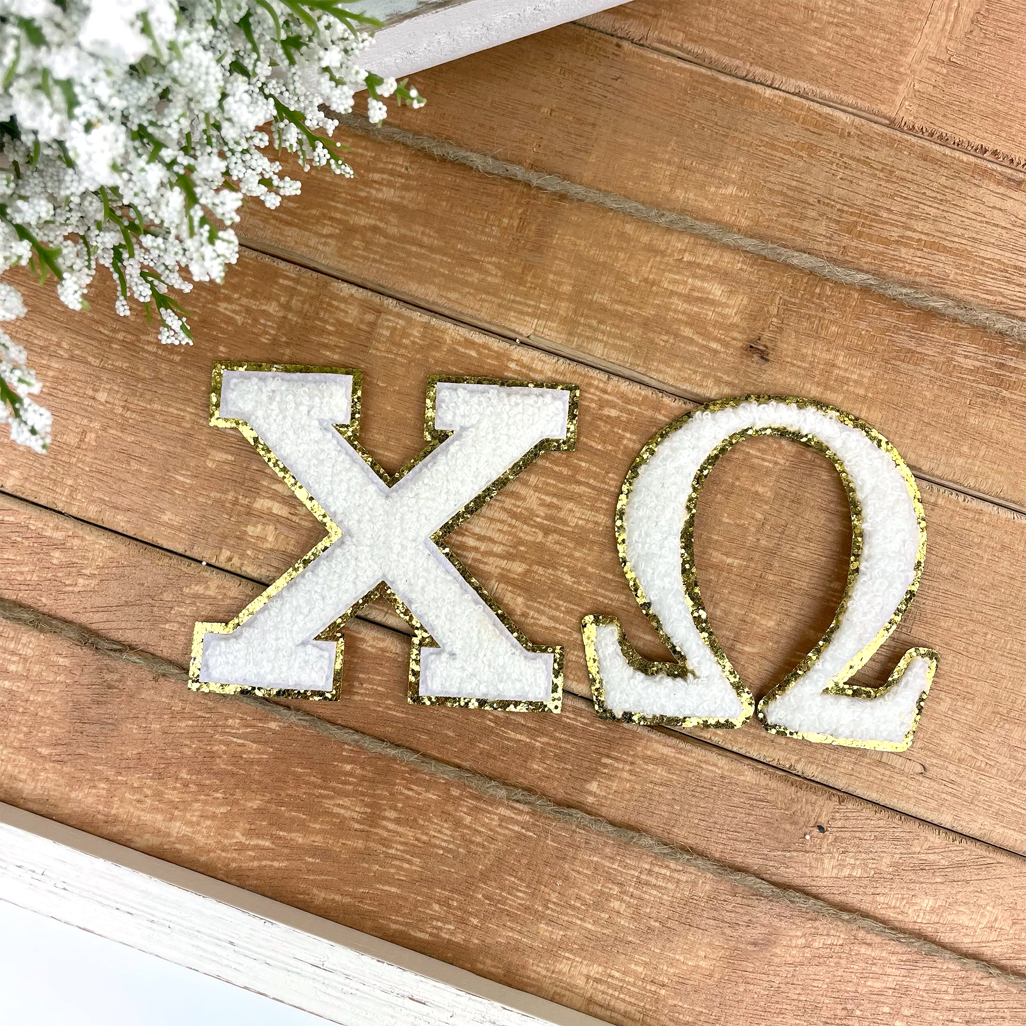 Chi Omega Iron-On Chenille Letter Patch Set - Go Greek Chic