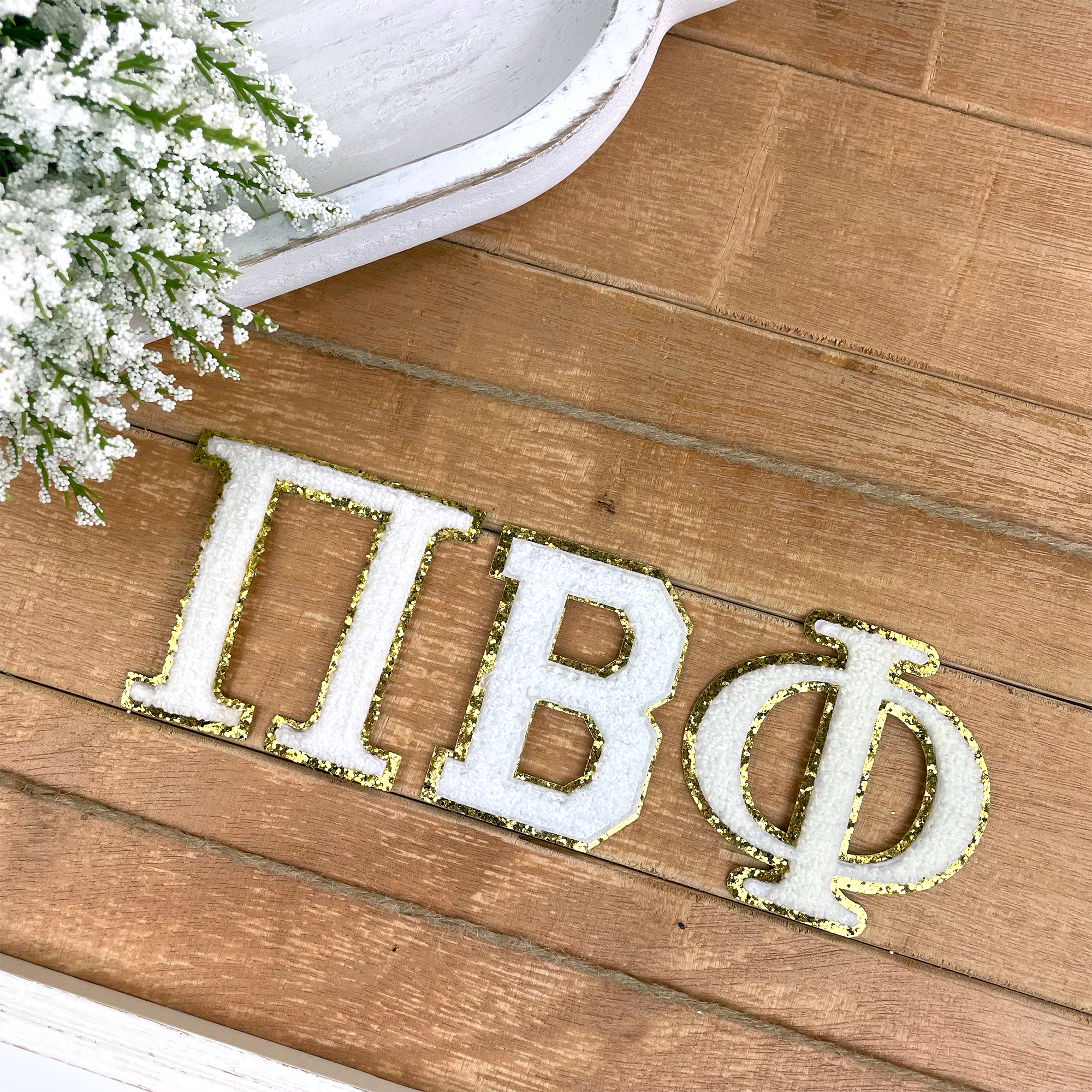 Pi Beta Phi Iron-On Chenille Letter Patch Set - Go Greek Chic