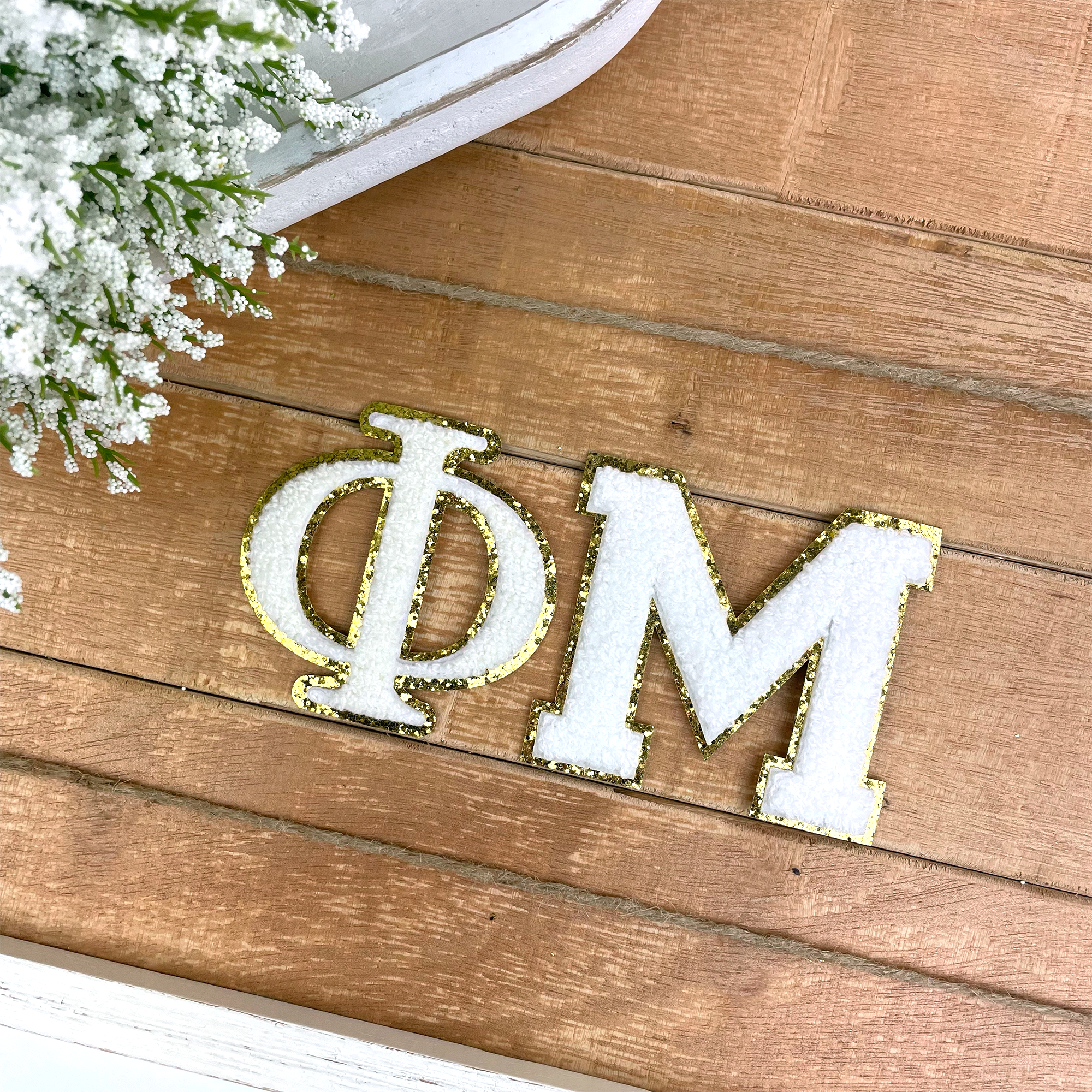 Phi Mu Iron-On Chenille Letter Patch Set - Go Greek Chic