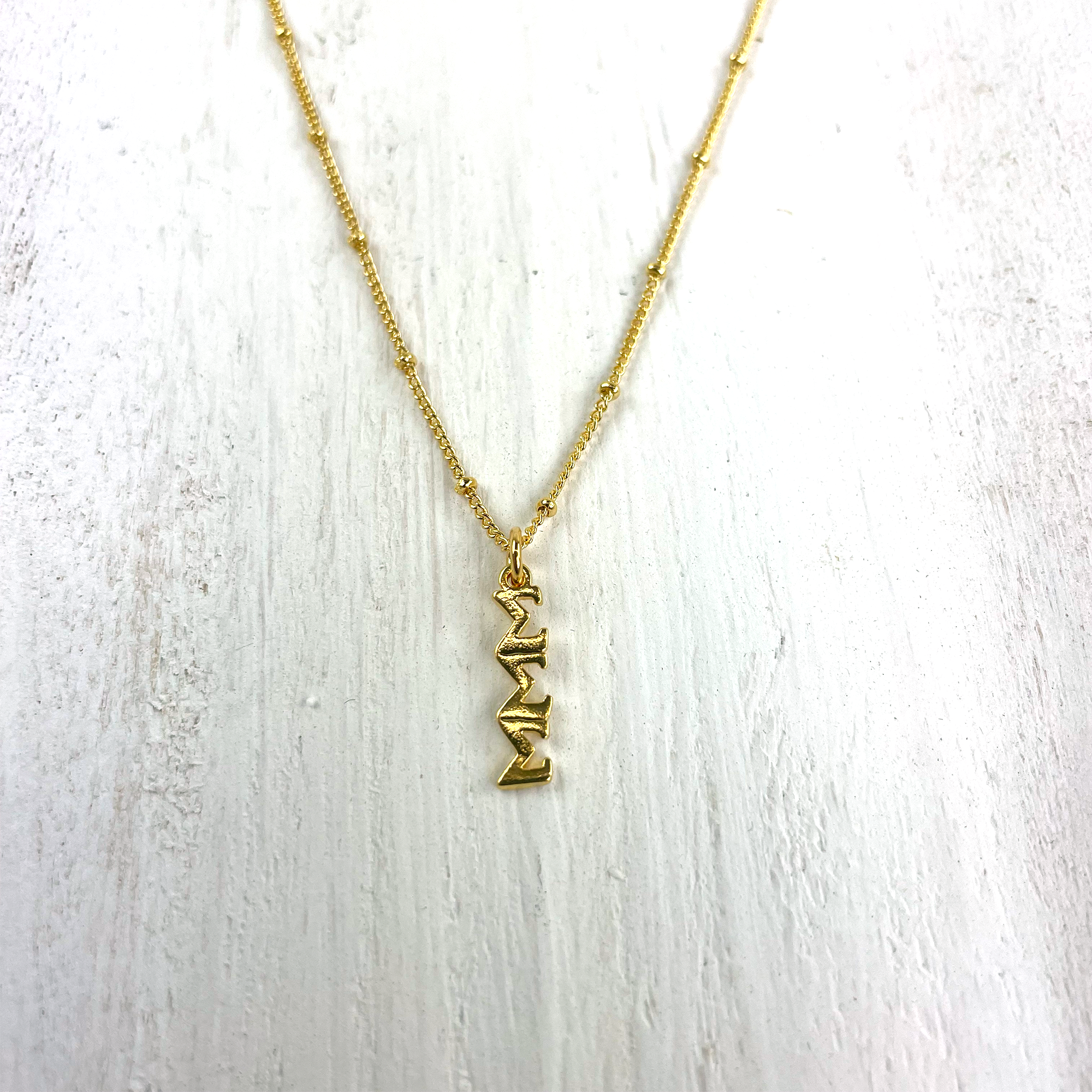 Sigma Sigma Sigma Lavaliere Gold Necklace - Go Greek Chic