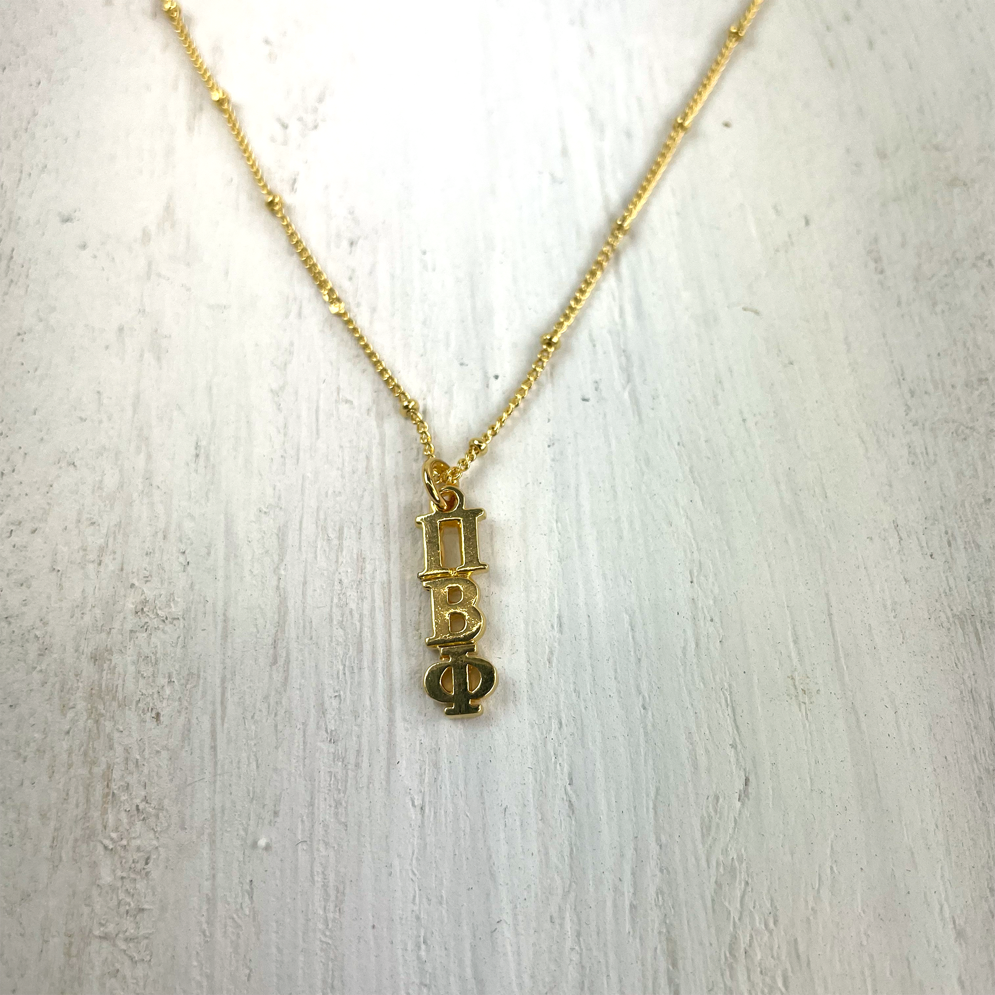 Pi Beta Phi Lavaliere Gold Necklace - Go Greek Chic