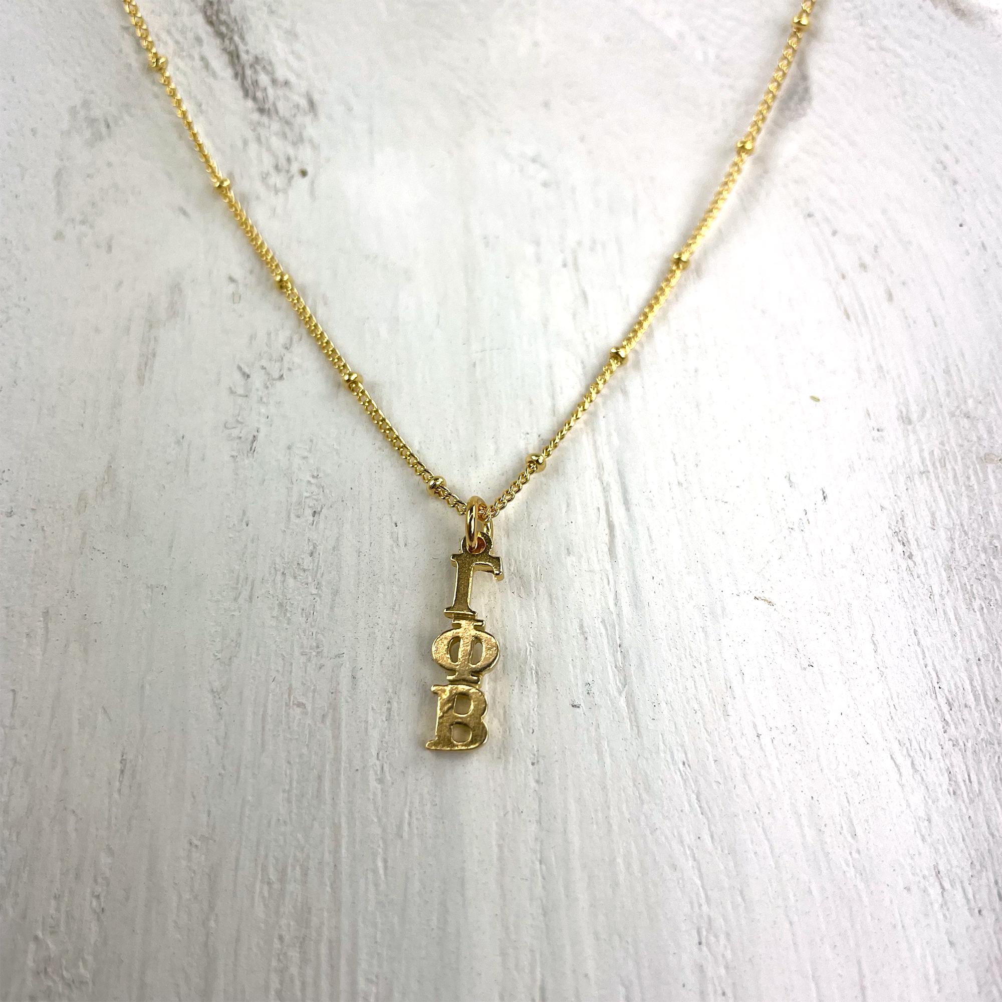Gamma Phi Beta Lavaliere Gold Necklace - Go Greek Chic