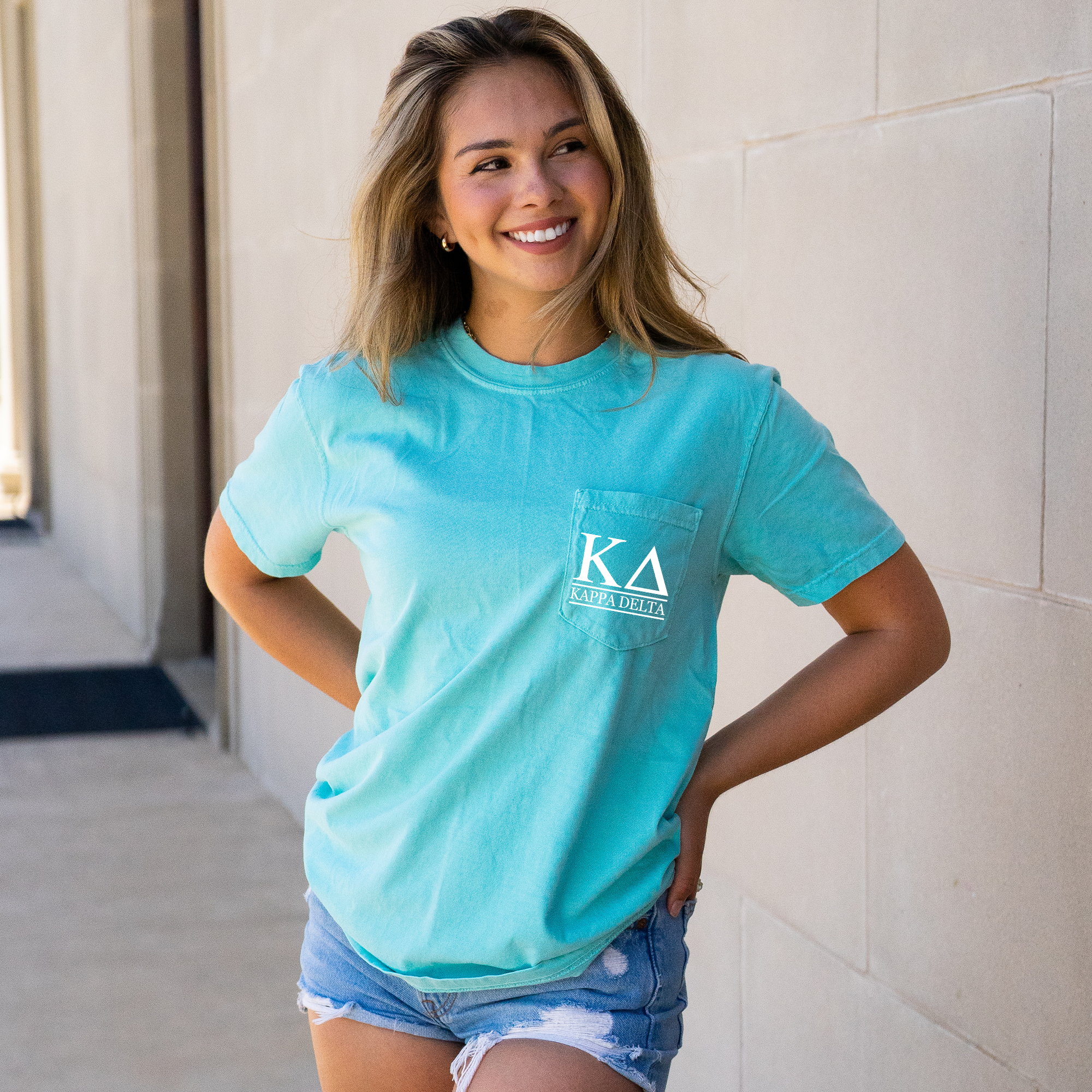 Kappa Delta Block Letters T-Shirt - Mint - Go Greek Chic