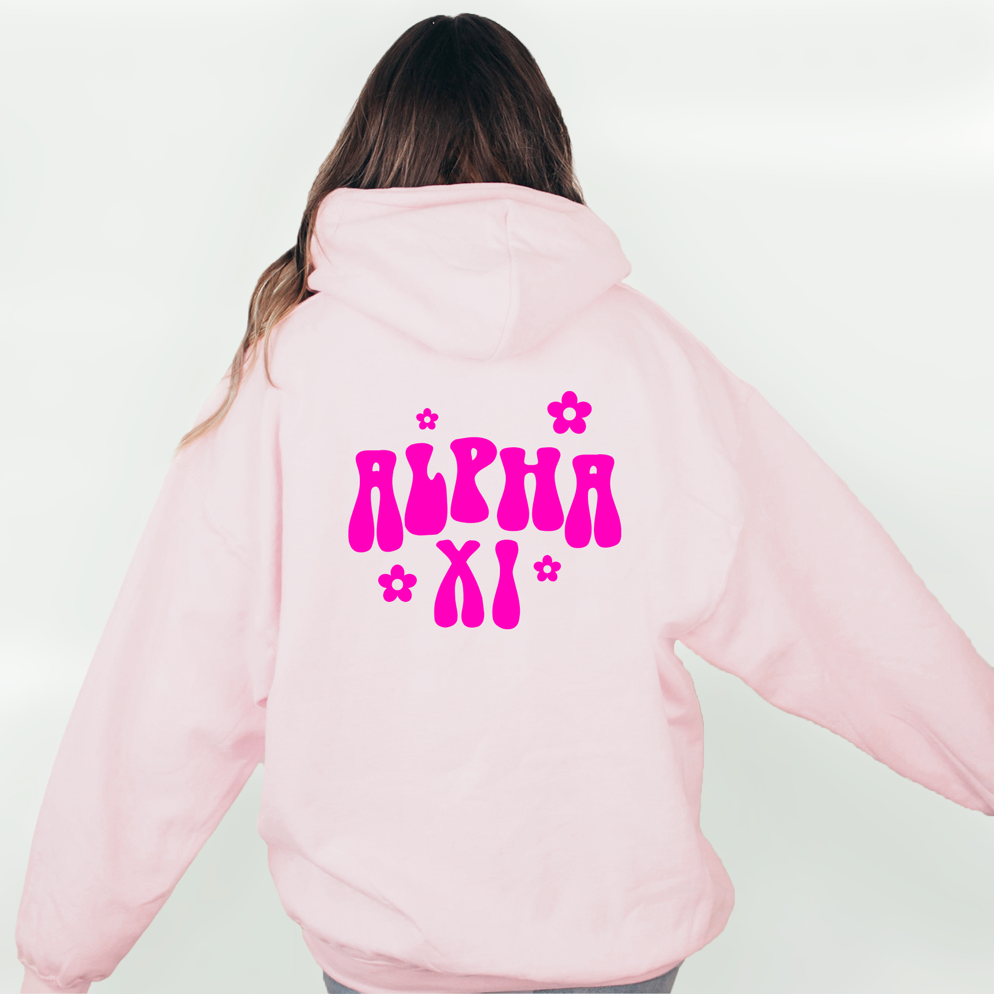 Alpha Xi Delta Retro Floral Pink Hoodie - Alpha Xi - Go Greek Chic