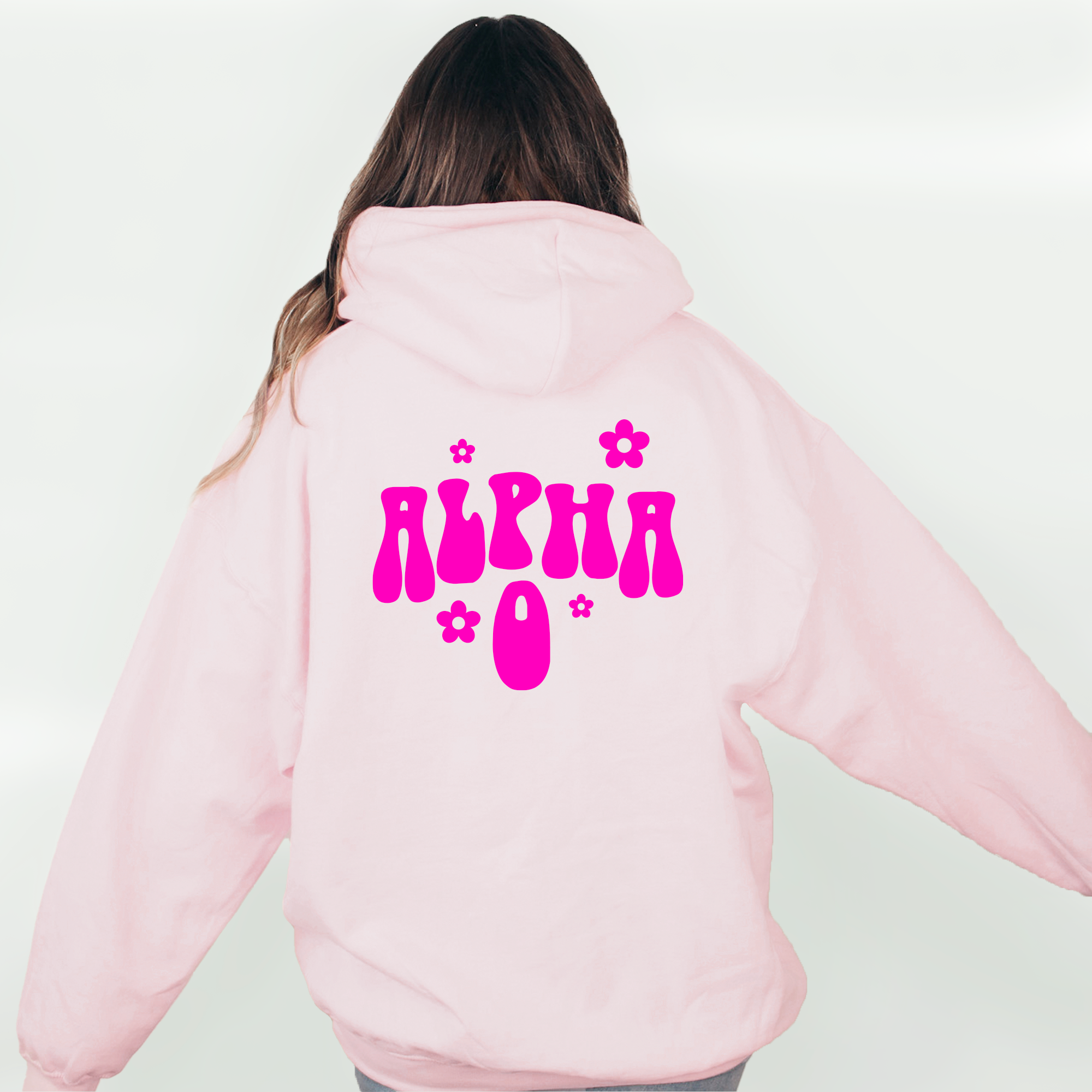 Alpha Omicron Pi Retro Floral Pink Hoodie - Alpha O - Go Greek Chic