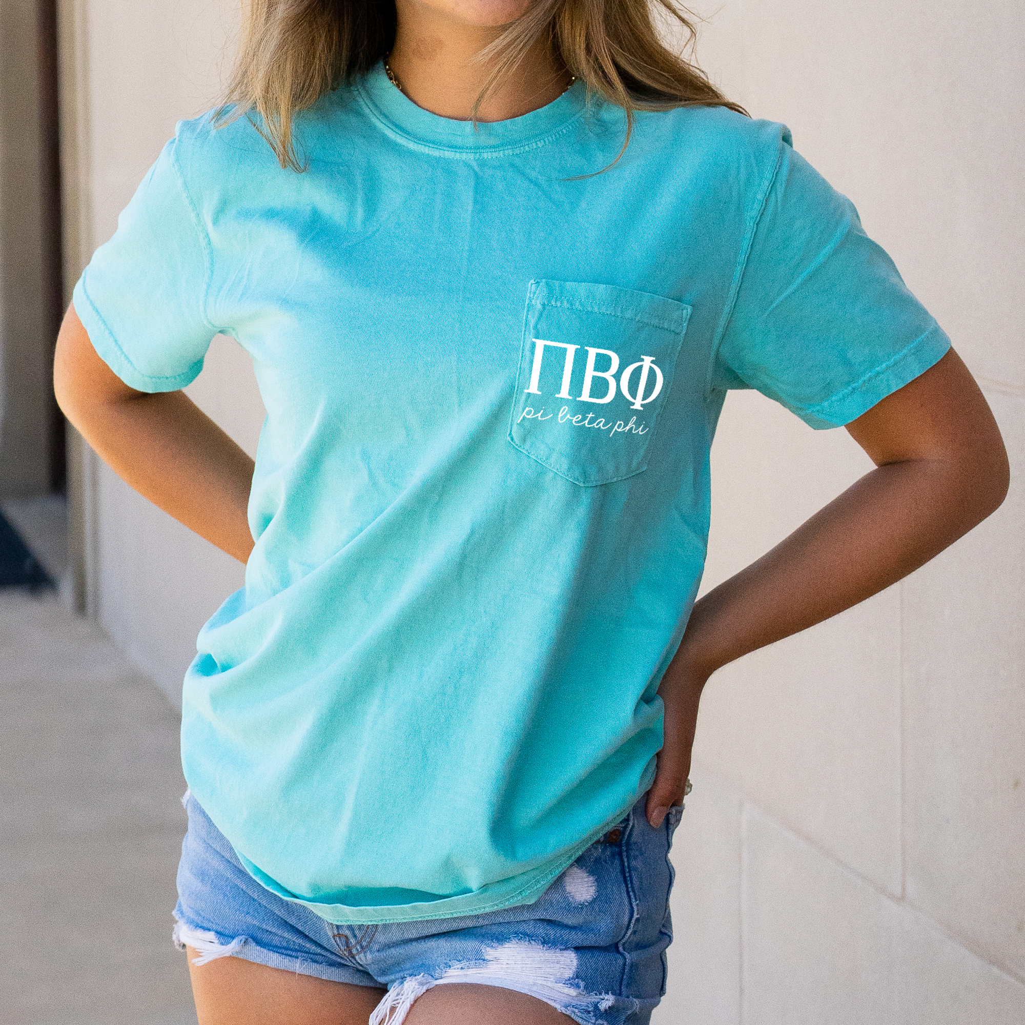 Pi Beta Phi Script Letters T-Shirt - Mint - Go Greek Chic
