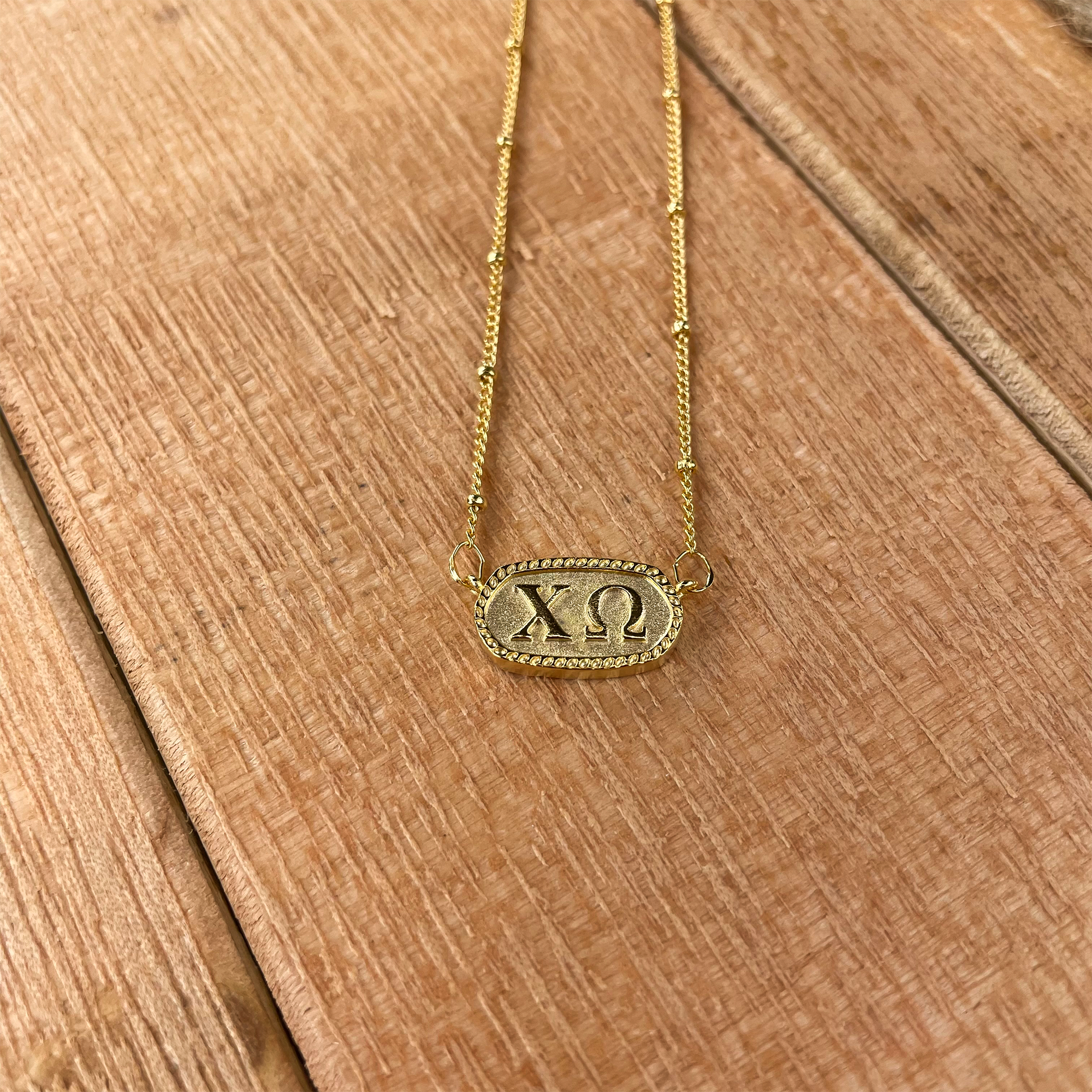 Chi Omega Gold Plated Athena Necklace - Go Greek Chic