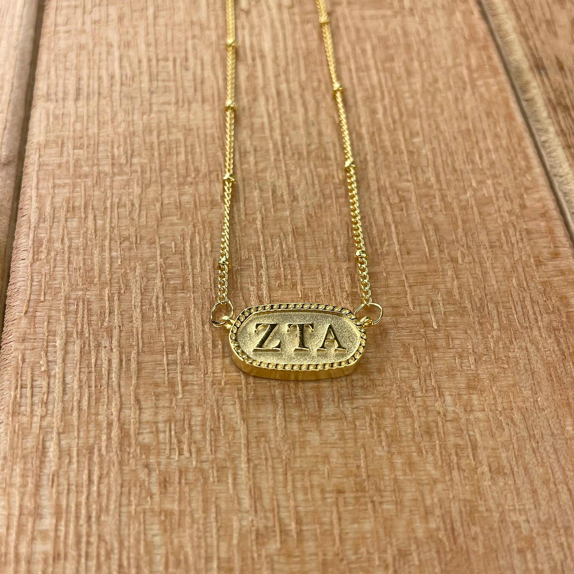 Zeta Tau Alpha Gold Plated Athena Necklace - Go Greek Chic