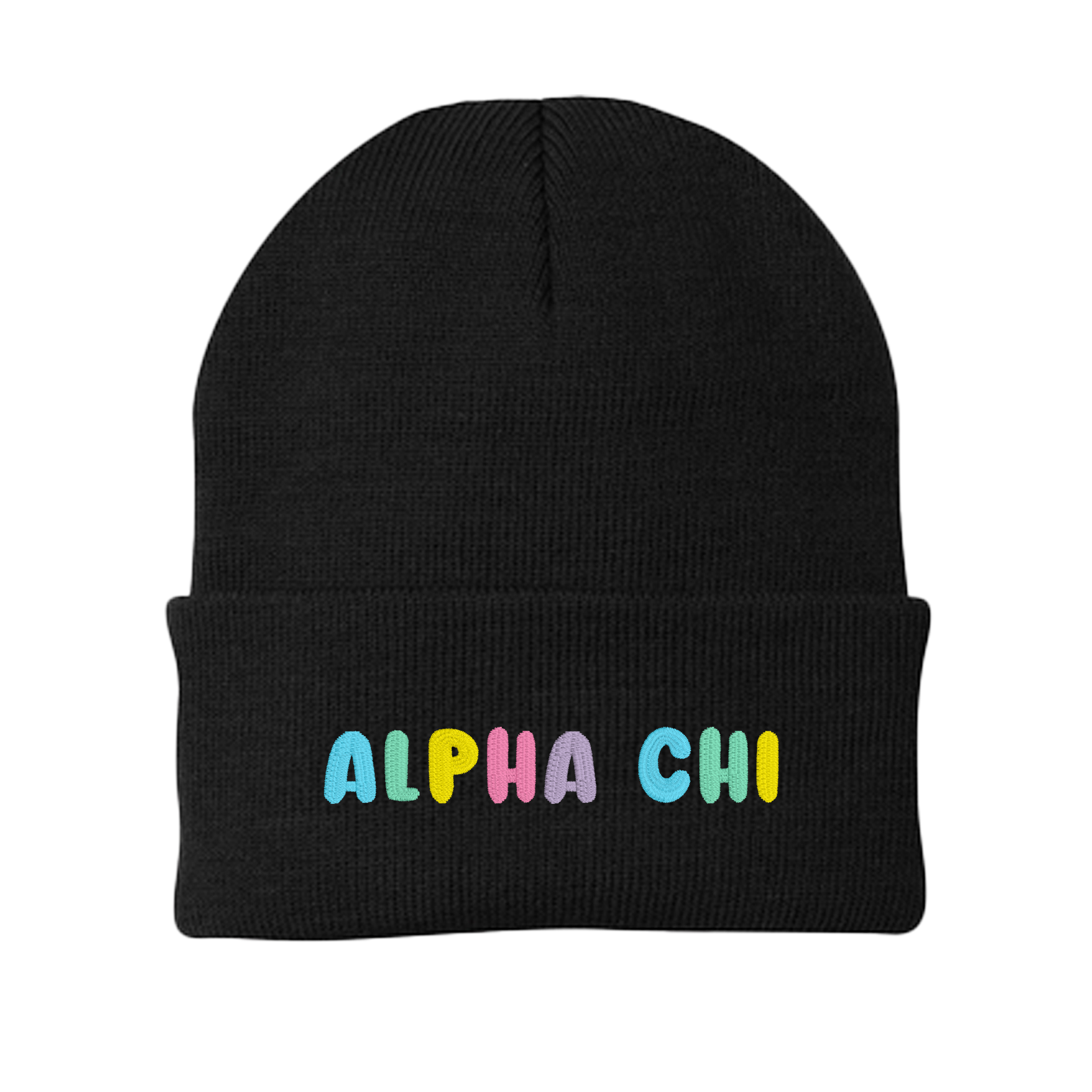 Alpha Chi Omega Bubble Embroidered Beanie - Alpha Chi Pastel