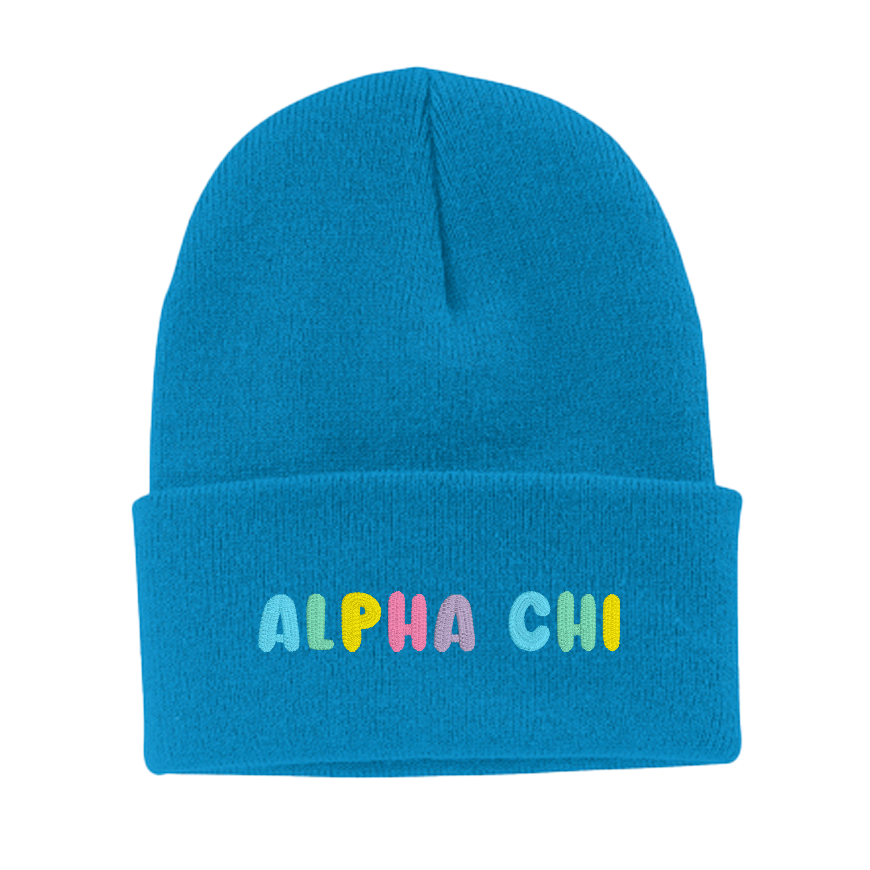 Alpha Chi Omega Bubble Embroidered Beanie - Alpha Chi Pastel