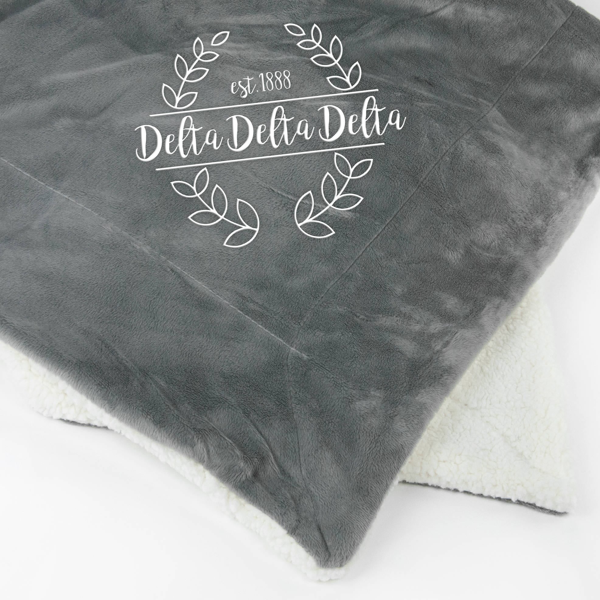 Delta Delta Delta Laurel Sherpa Throw Blanket - Go Greek Chic