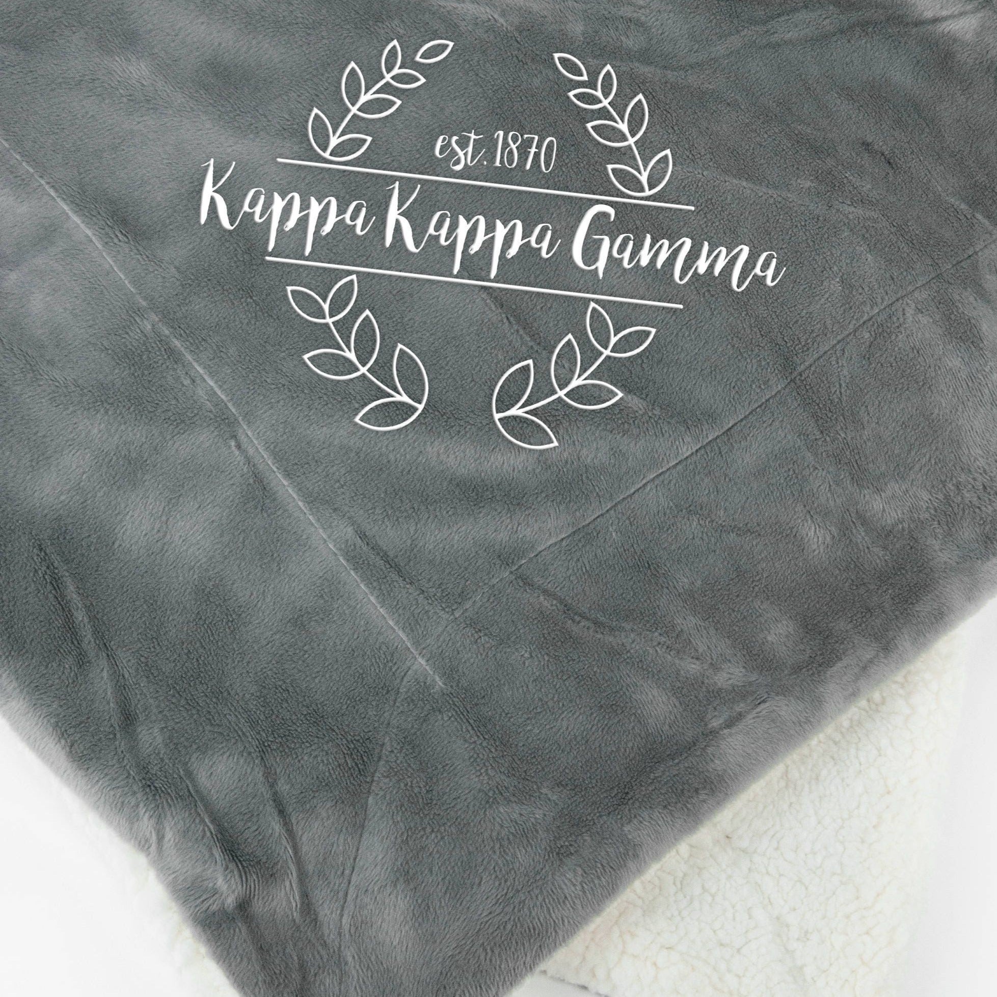 Kappa Kappa Gamma Laurel Sherpa Throw Blanket - Go Greek Chic