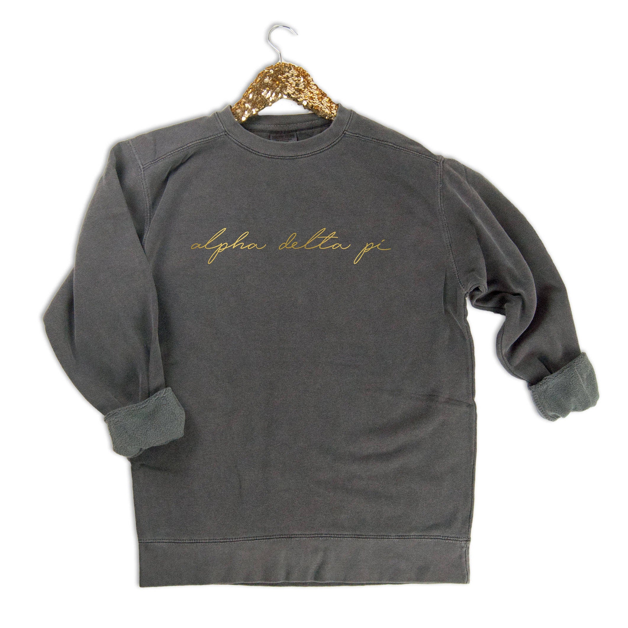 Alpha Delta Pi Gold Script Letters Sweatshirt - Go Greek Chic