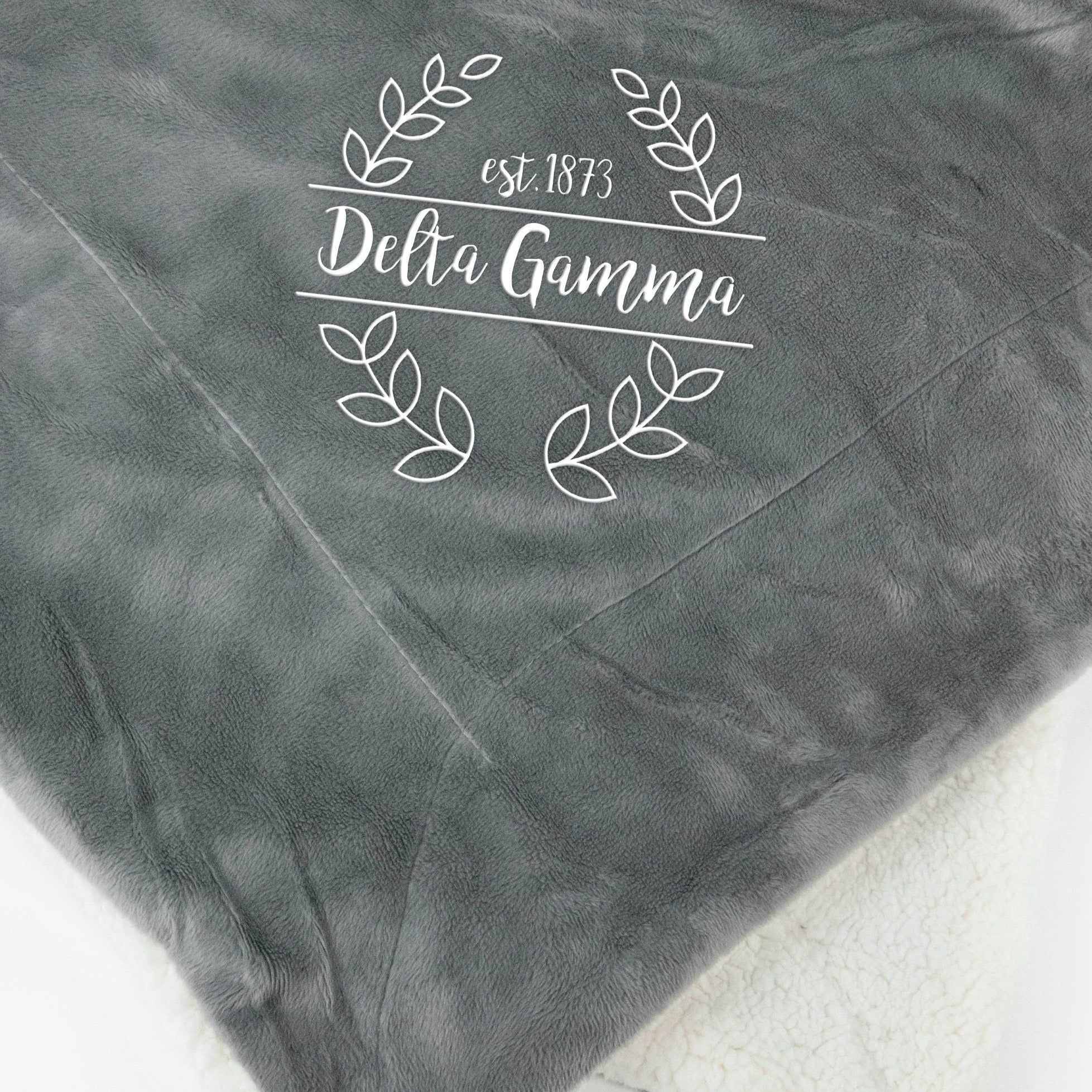 Delta Gamma Laurel Sherpa Throw Blanket - Go Greek Chic