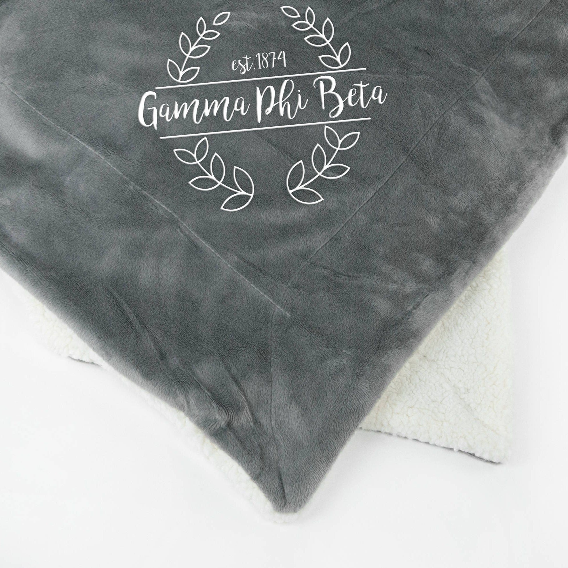 Gamma Phi Beta Laurel Sherpa Throw Blanket - Go Greek Chic