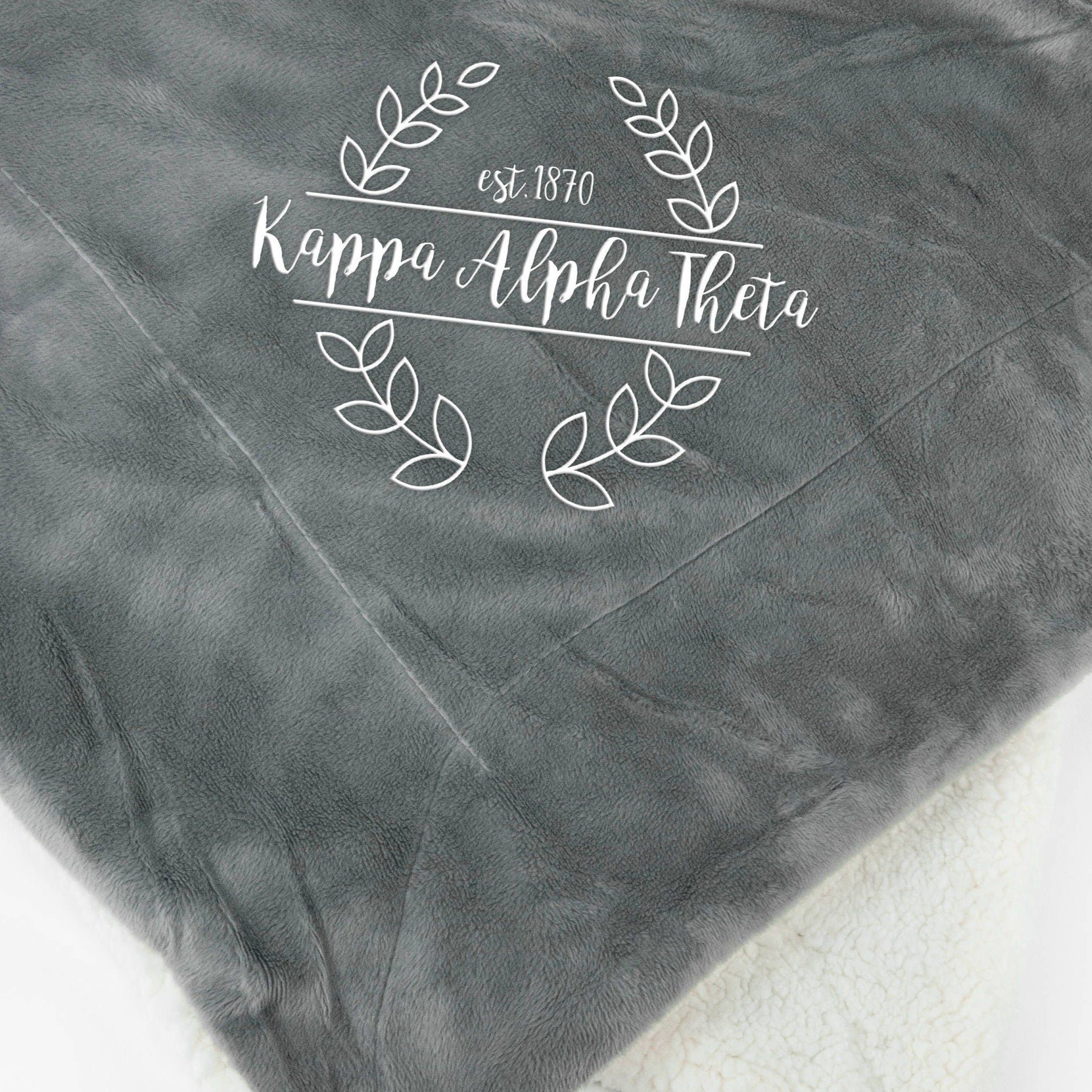 Kappa Alpha Theta Laurel Sherpa Throw Blanket - Go Greek Chic
