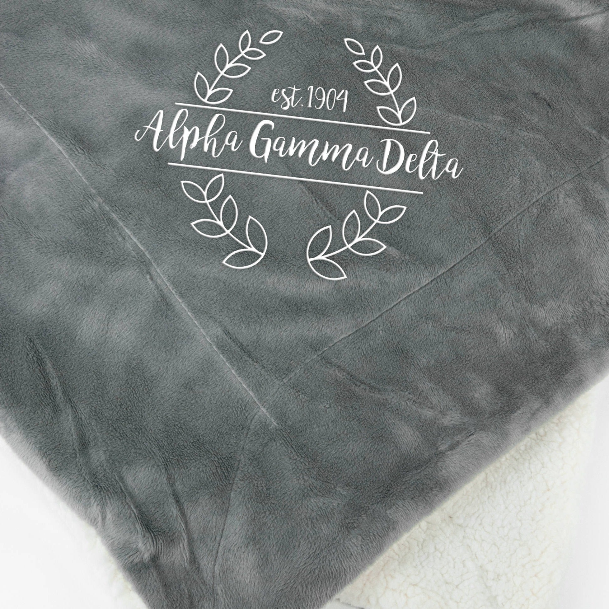 Alpha Gamma Delta Laurel Sherpa Throw Blanket - Go Greek Chic