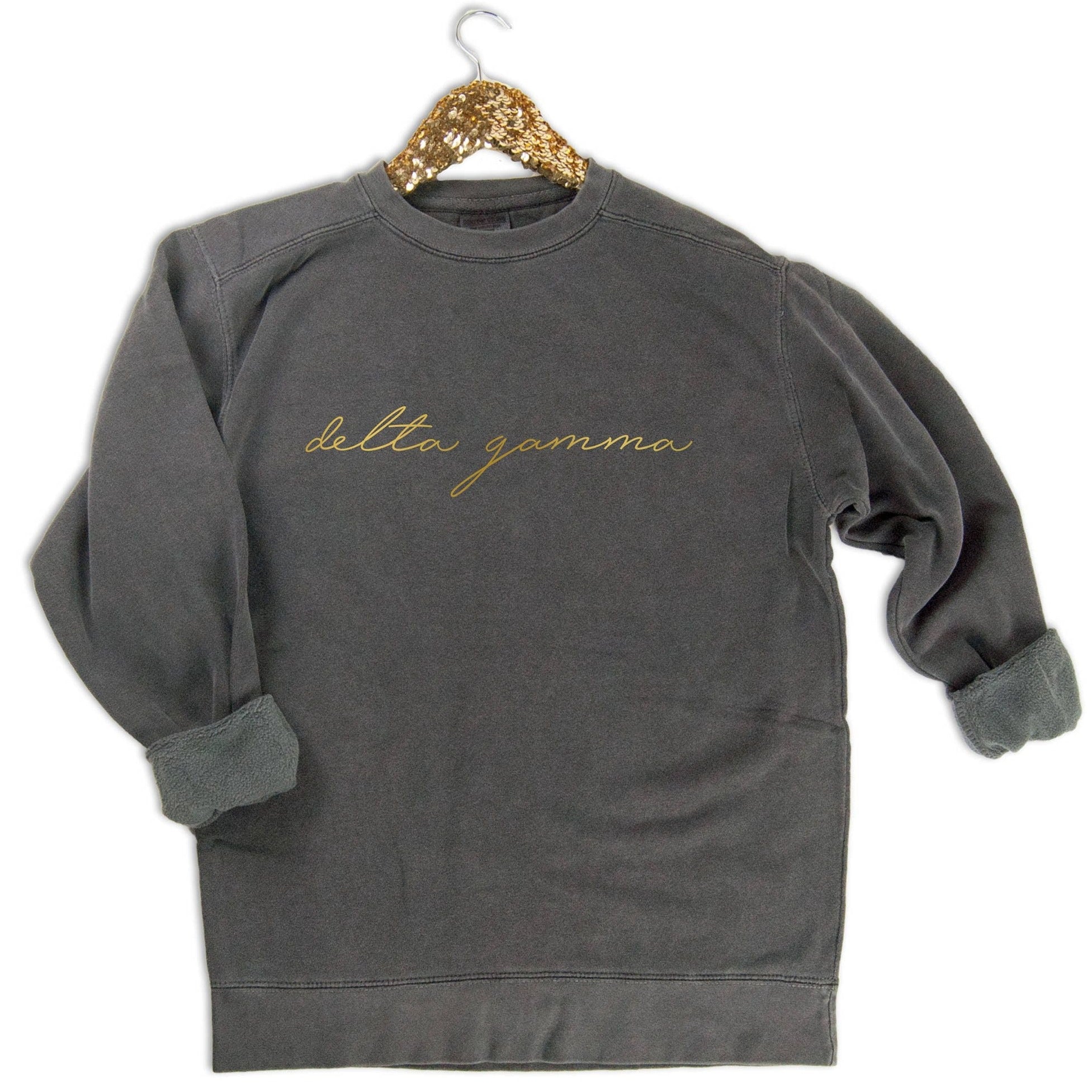 Delta Gamma Gold Script Letters Sweatshirt - Go Greek Chic