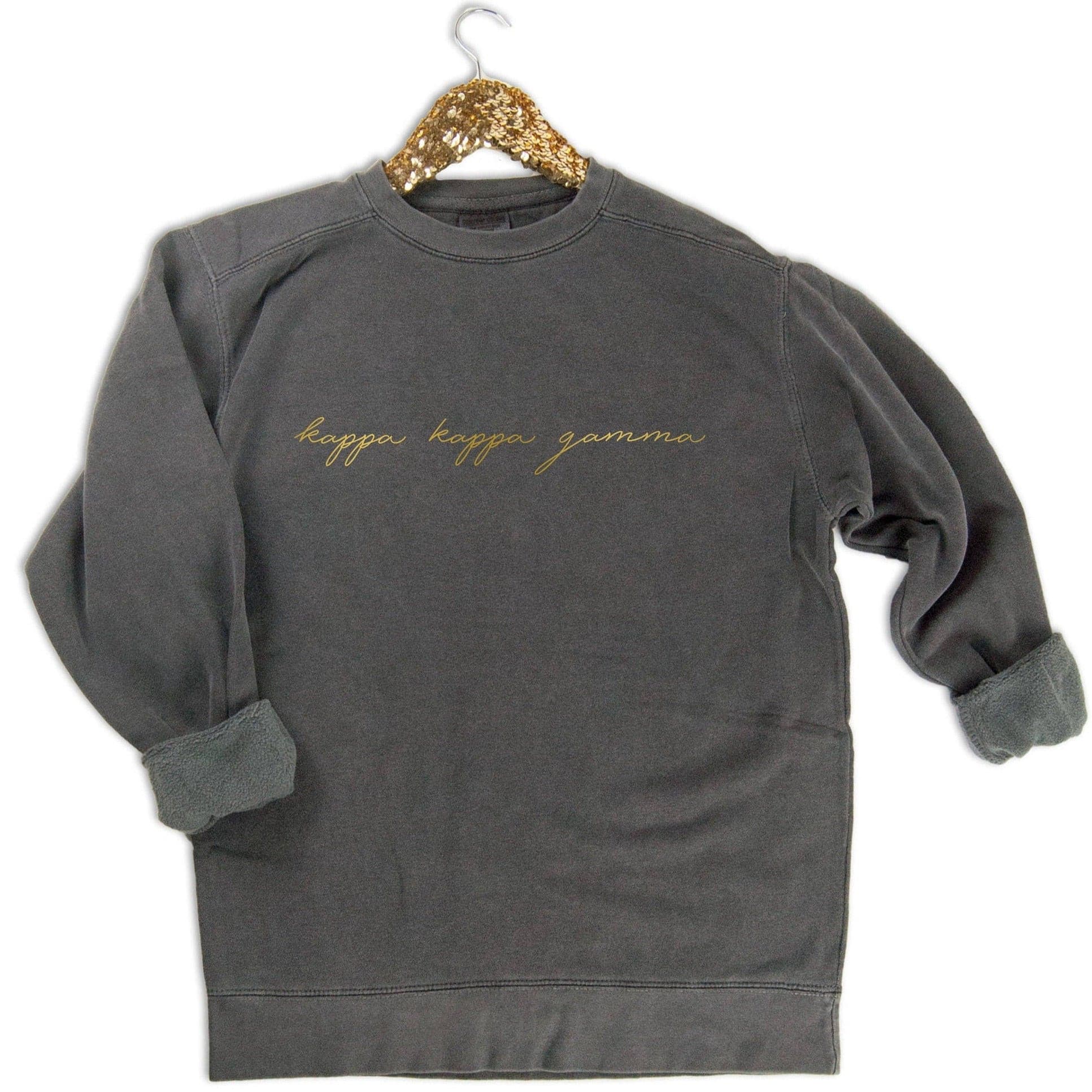 Kappa Kappa Gamma Gold Script Letters Sweatshirt - Go Greek Chic