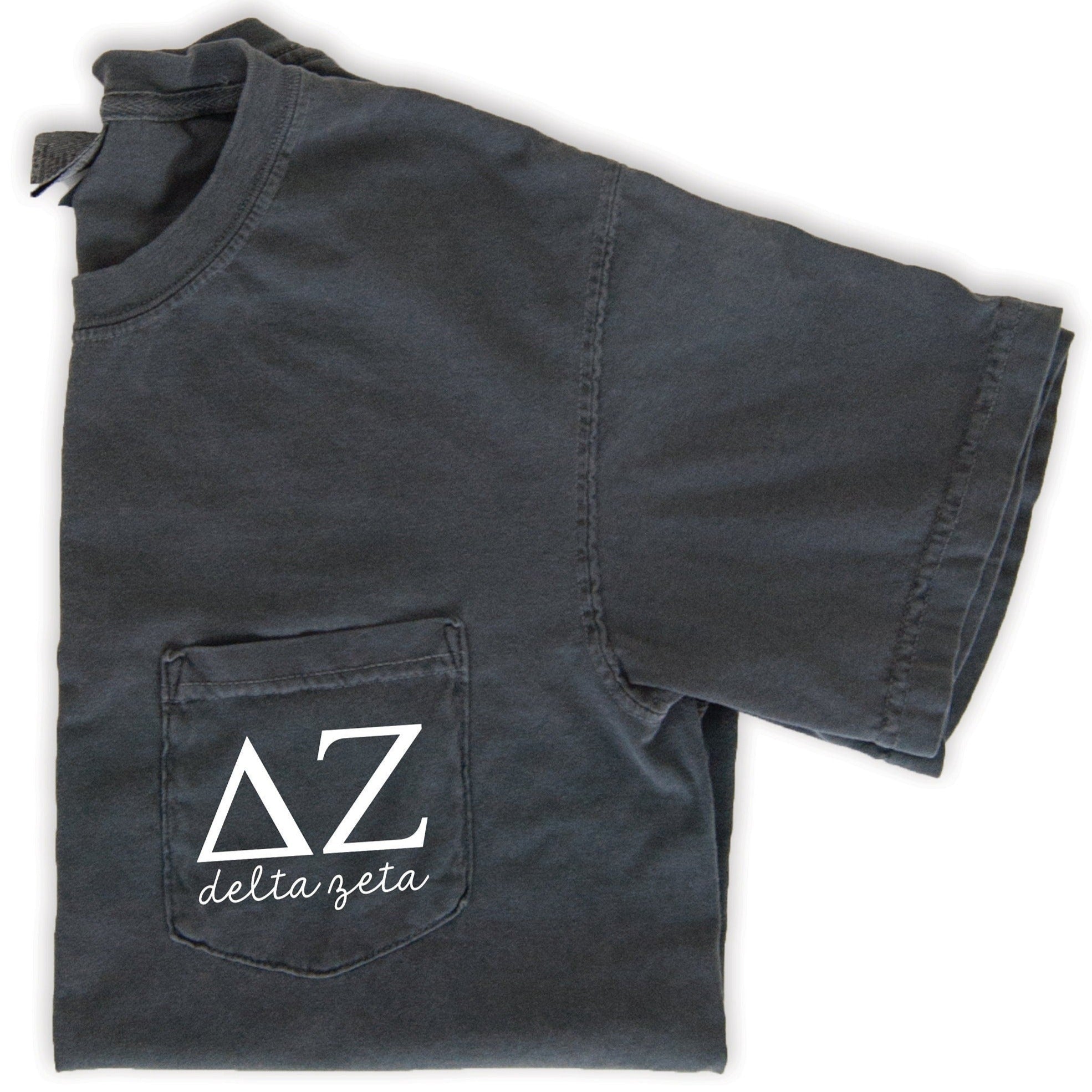 Delta Zeta Script Letters Shirt - Grey - Go Greek Chic