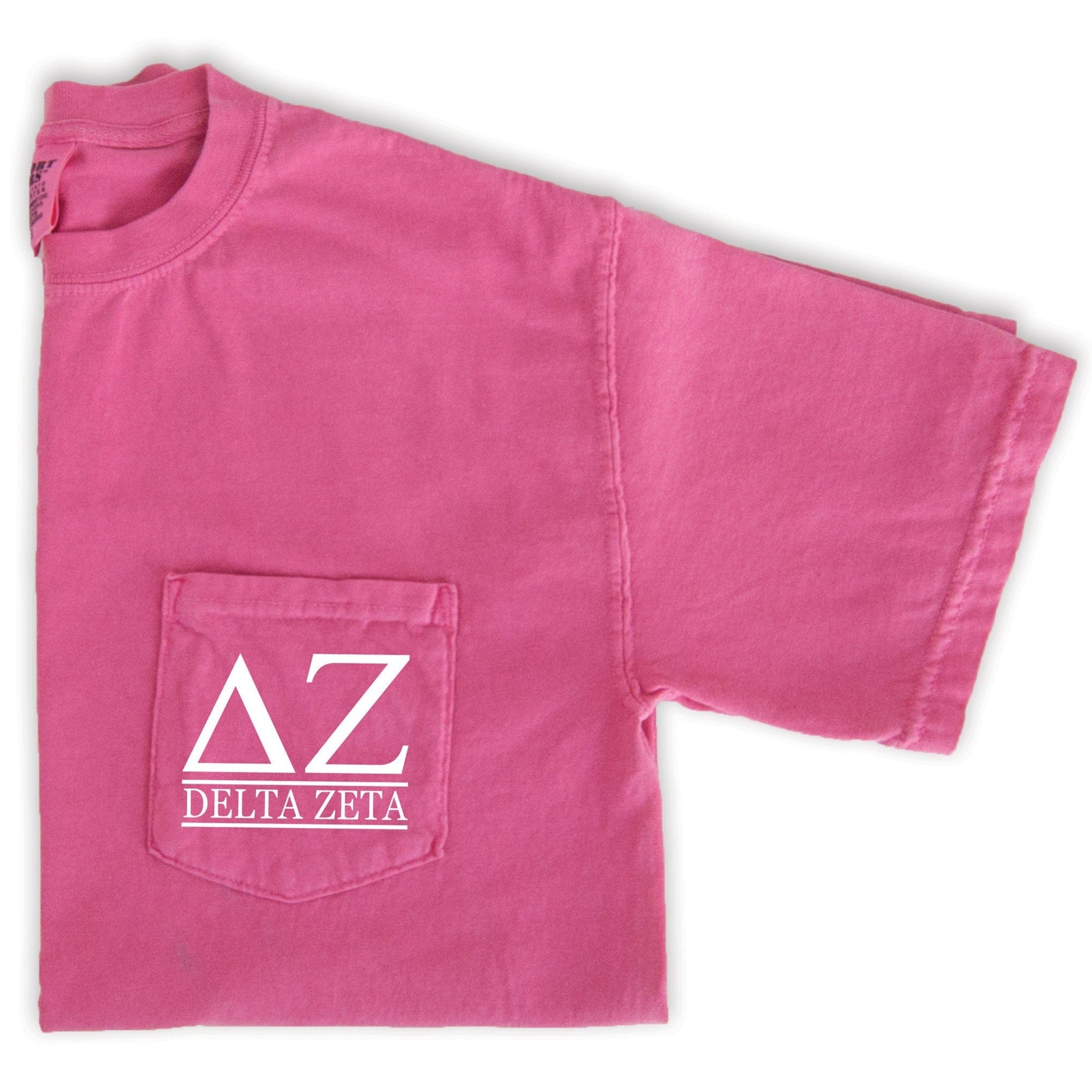 Delta Zeta Block Letters T-Shirt - Pink - Go Greek Chic