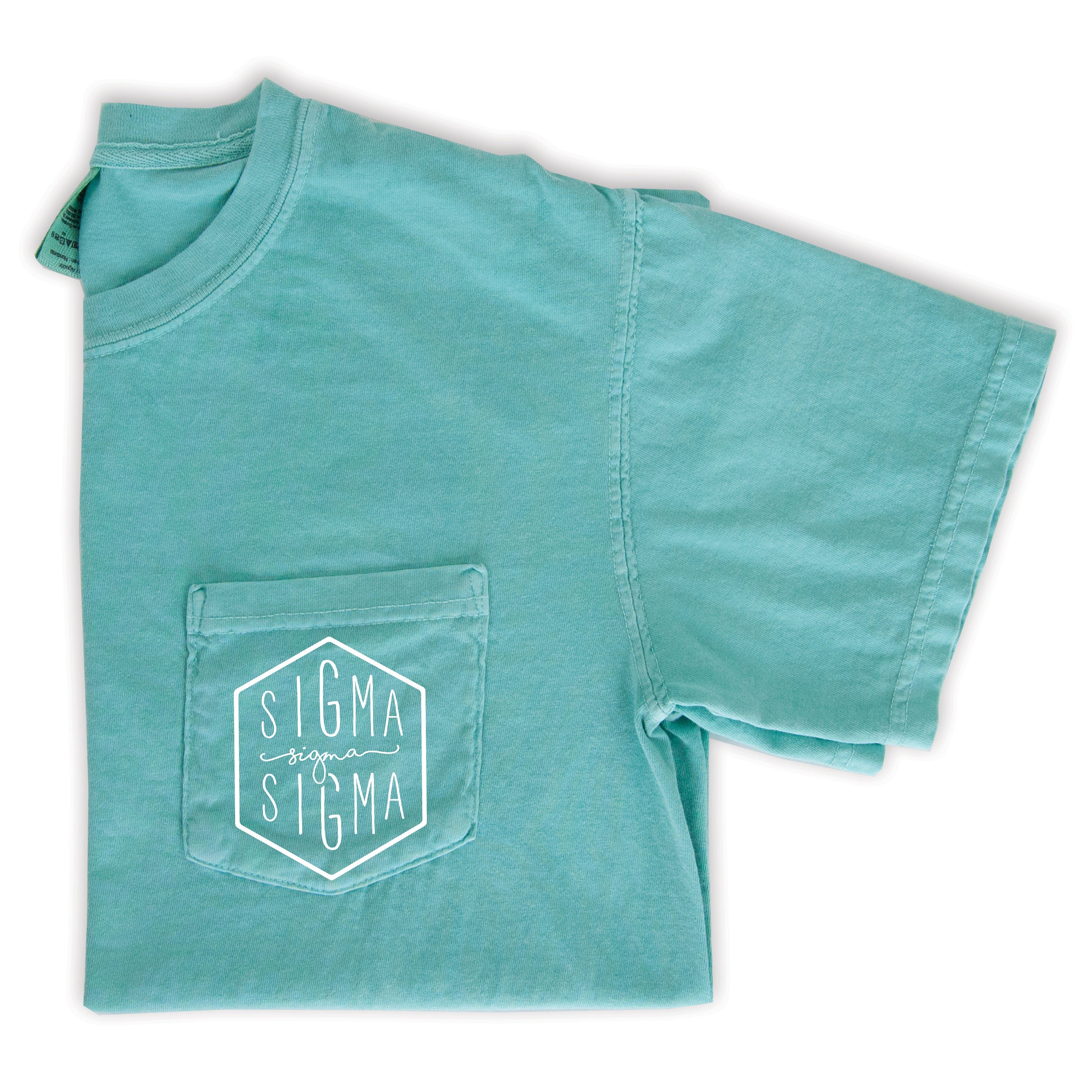 Sigma Sigma Sigma Hexagon Pocket T-Shirt - Mint - Go Greek Chic