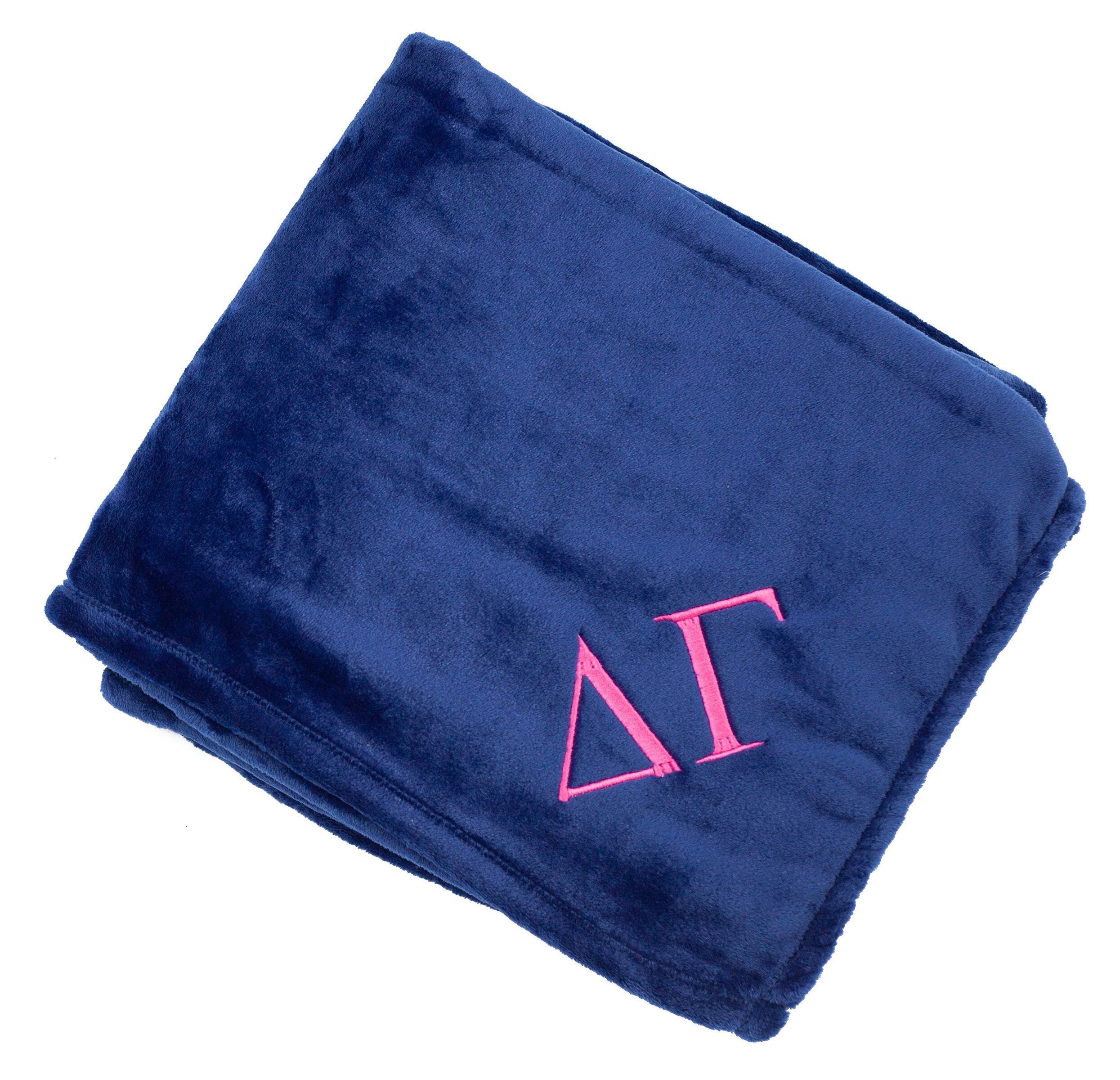 Delta Gamma Plush Throw Blanket - Navy/Pink - Go Greek Chic