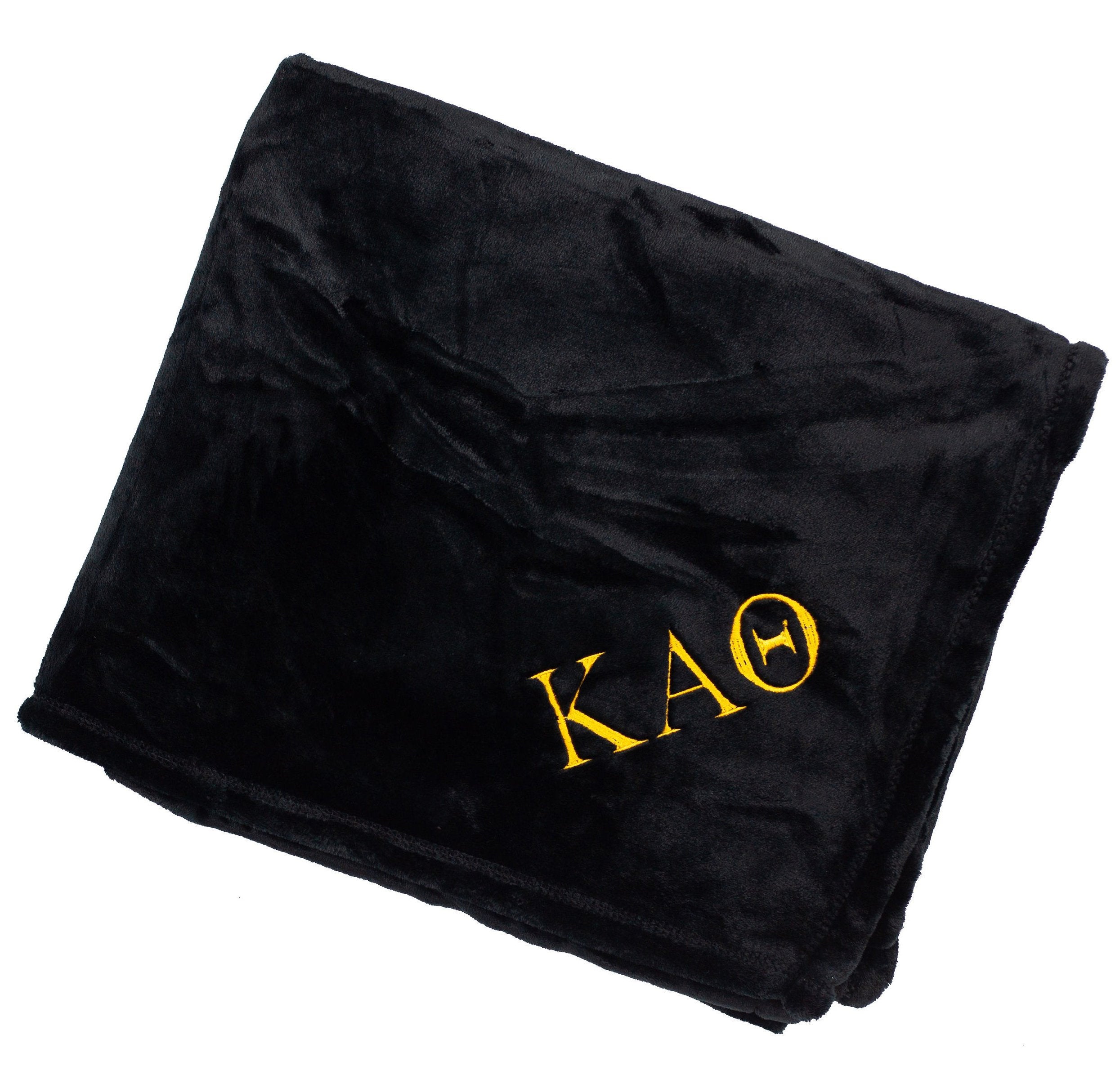 Kappa Alpha Theta Plush Throw Blanket - Black/Gold - Go Greek Chic