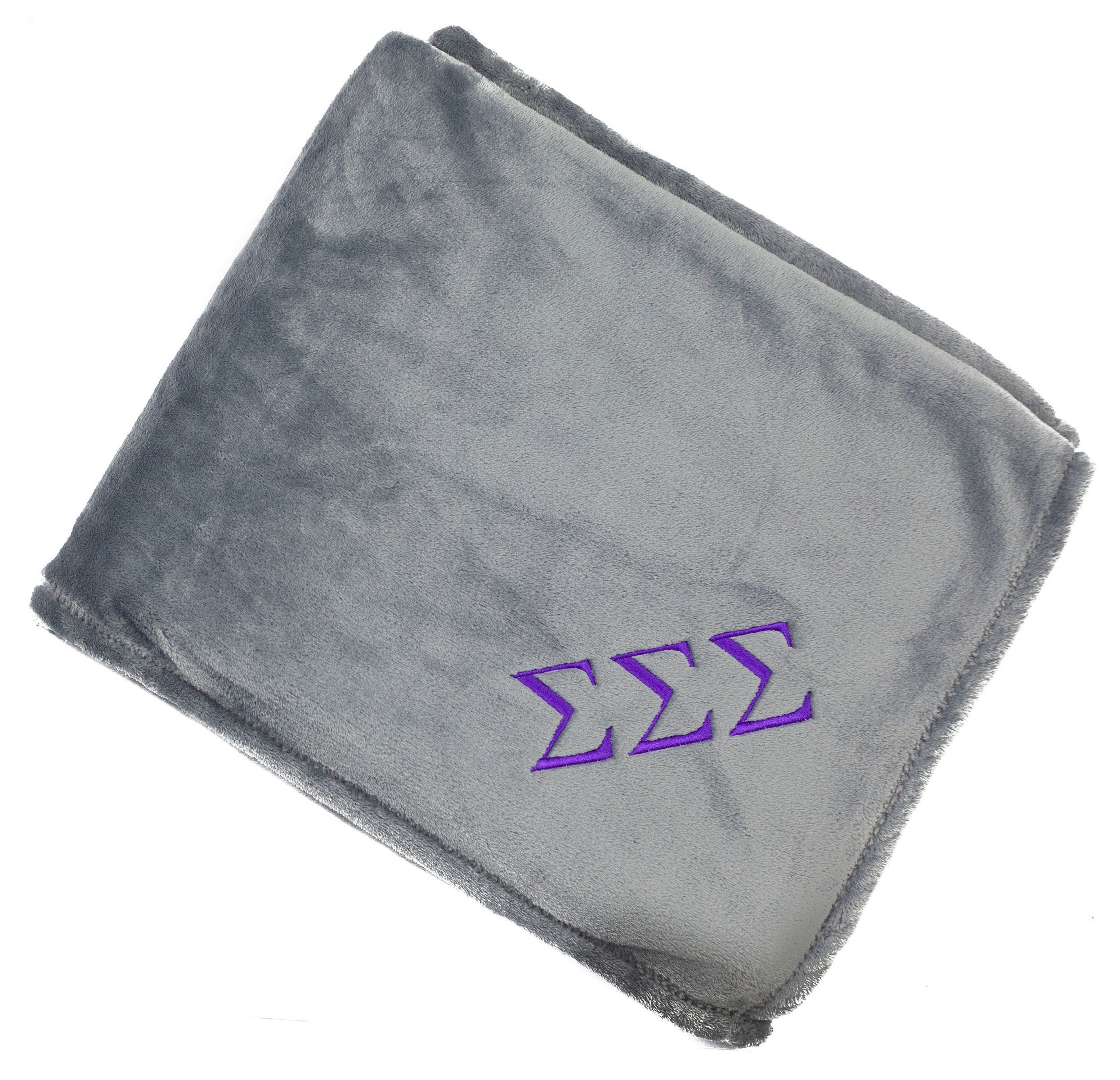 Sigma Sigma Sigma Plush Throw Blanket - Grey/Purple - Go Greek Chic