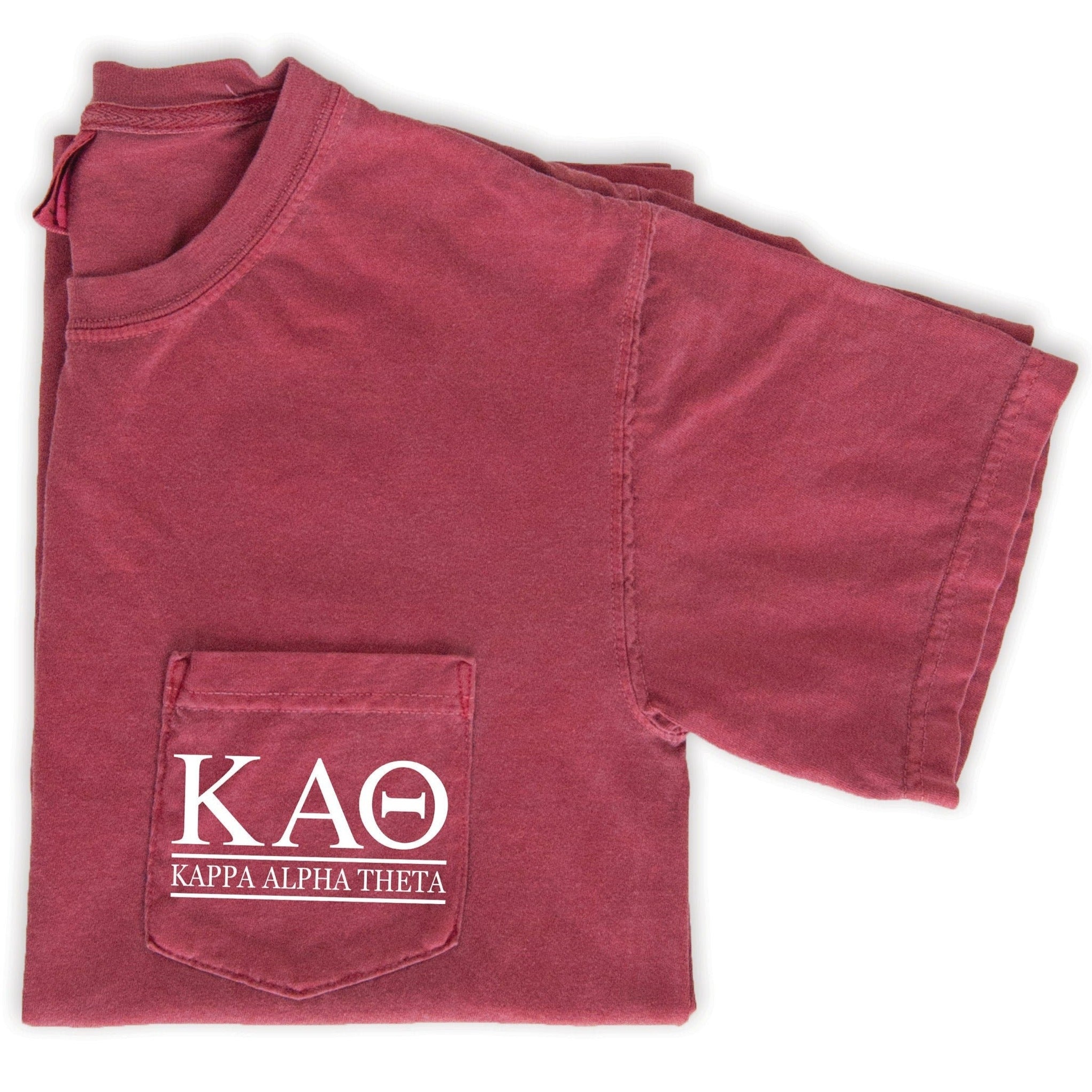 Kappa Alpha Theta Block Letters T-Shirt - Crimson - Go Greek Chic